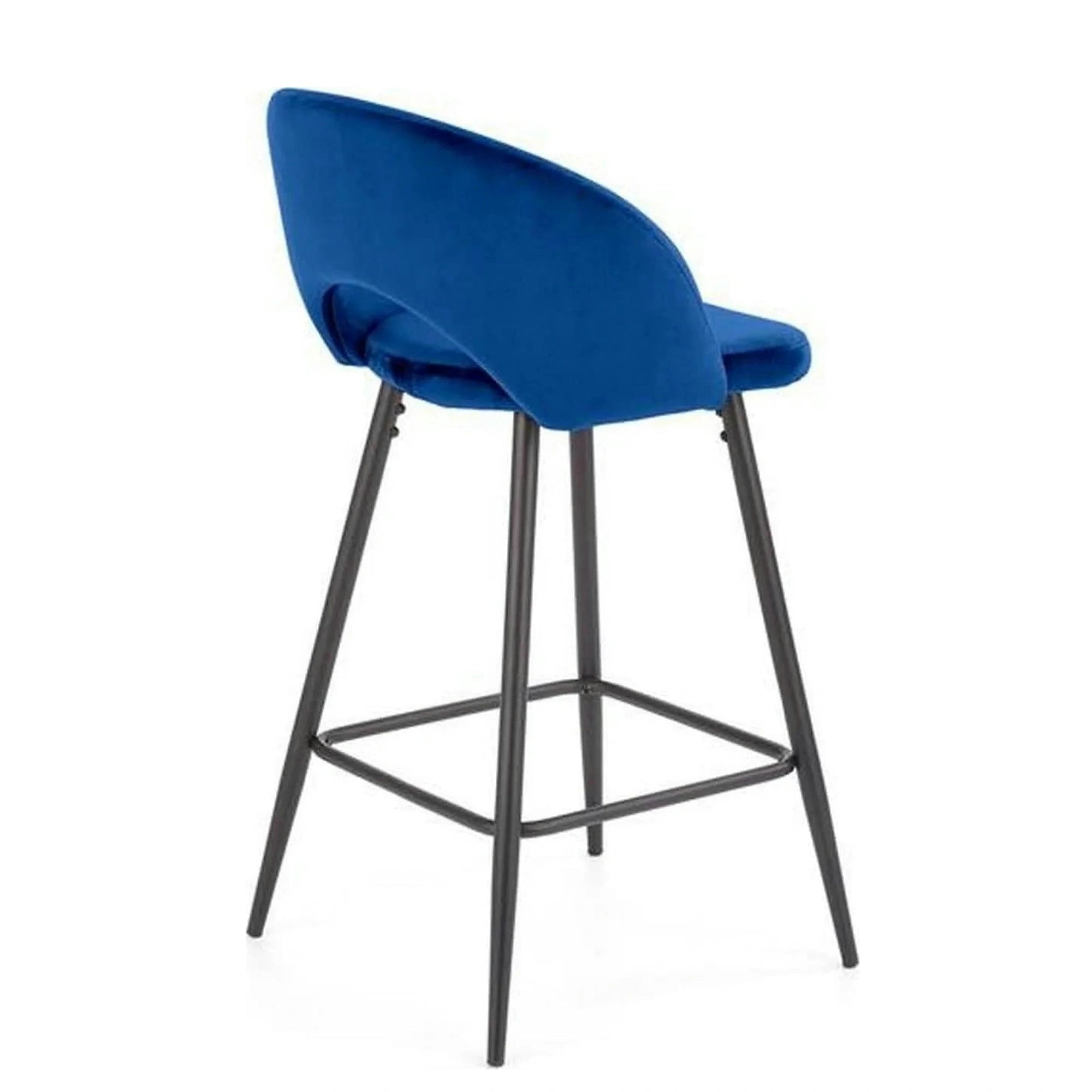 Scaun bar H96, albastru inchis/negru, stofa/otel, 48x49x89 cm