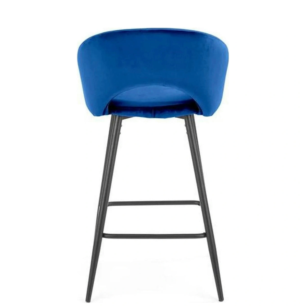 Scaun bar H96, albastru inchis/negru, stofa/otel, 48x49x89 cm