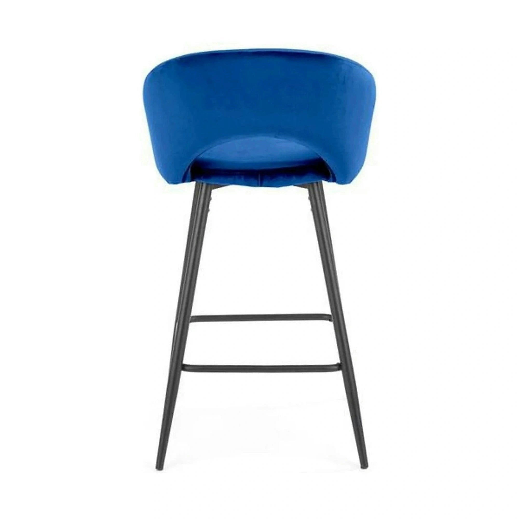 Scaun bar H96, albastru inchis/negru, stofa/otel, 48x49x89 cm