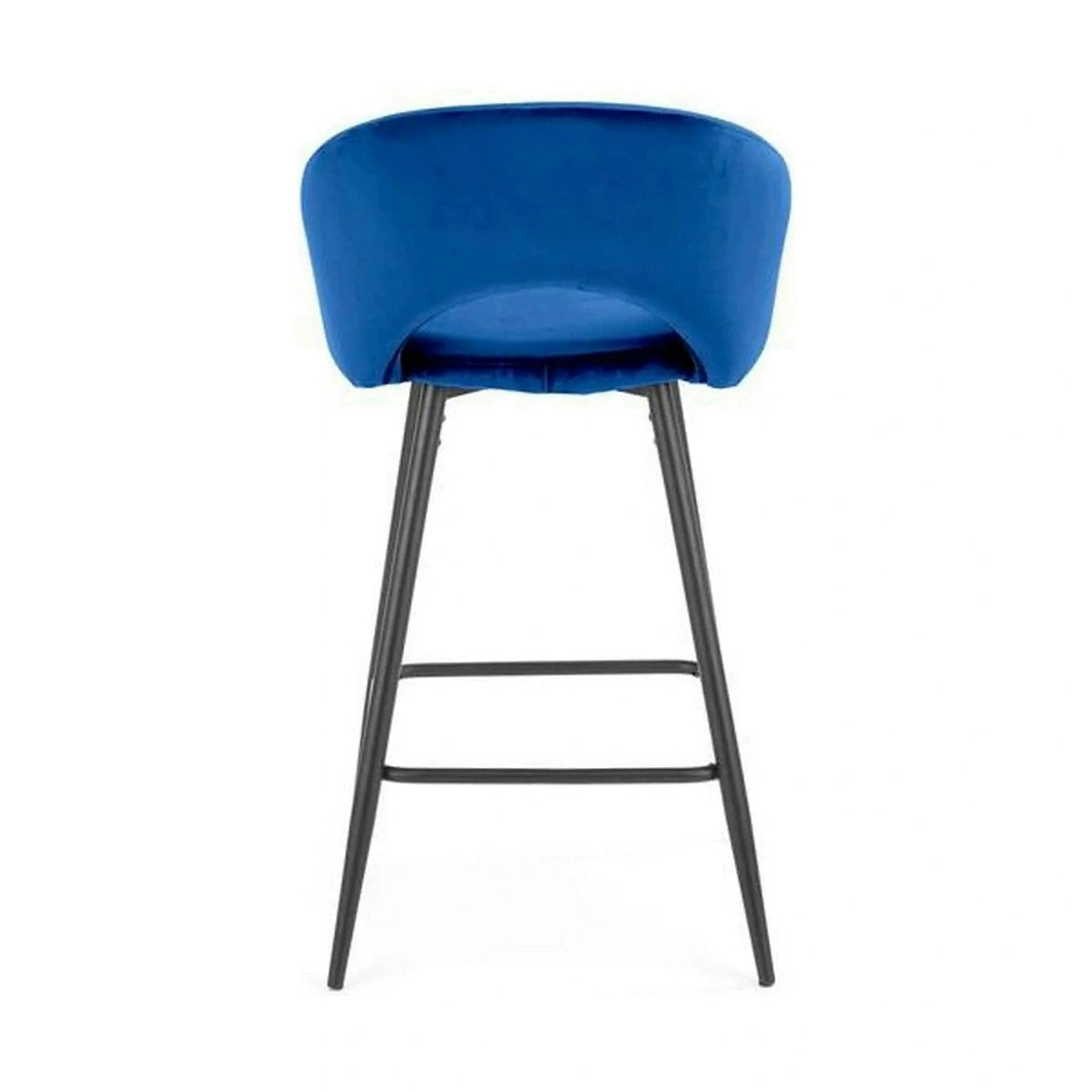 Scaun bar H96, albastru inchis/negru, stofa/otel, 48x49x89 cm