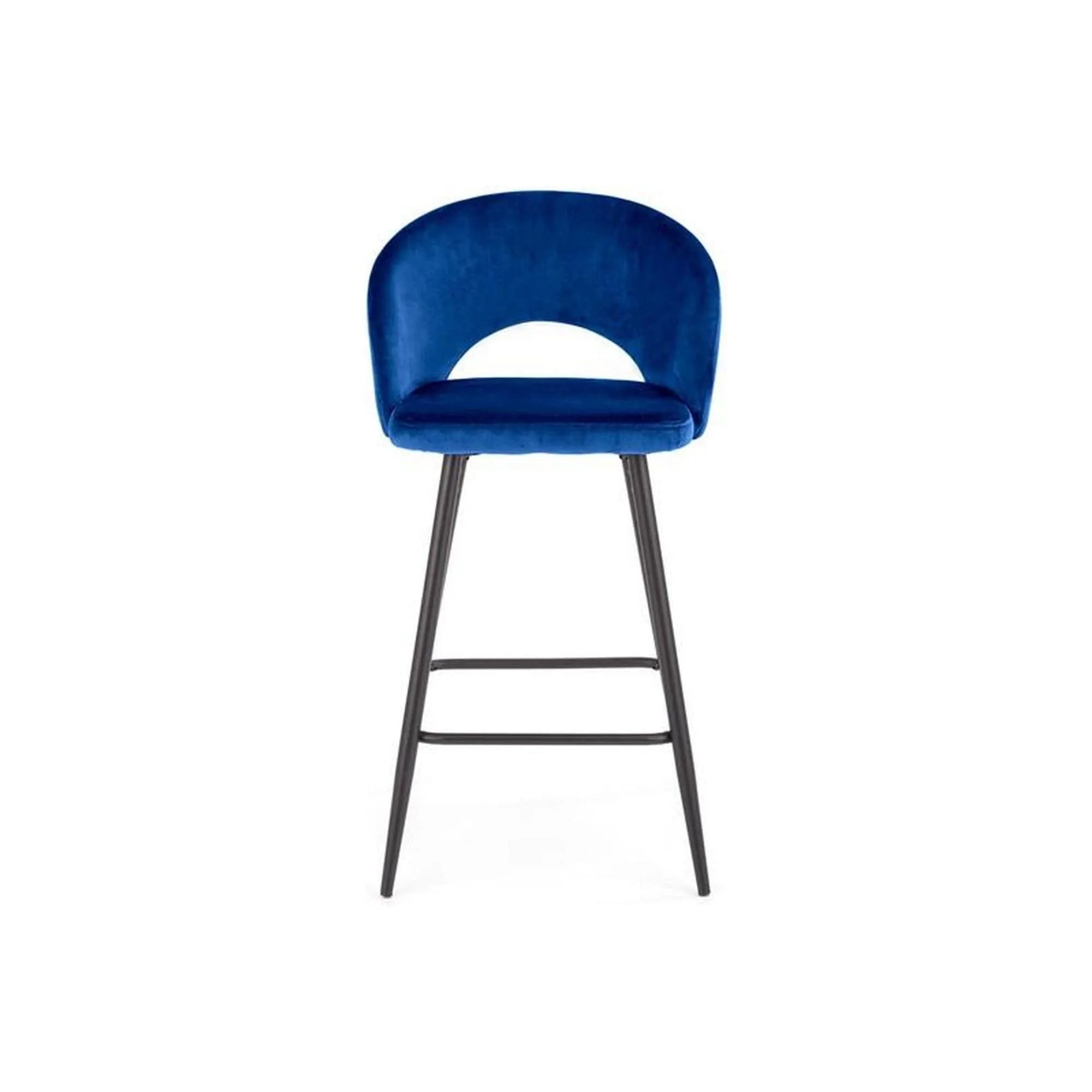 Scaun bar H96, albastru inchis/negru, stofa/otel, 48x49x89 cm