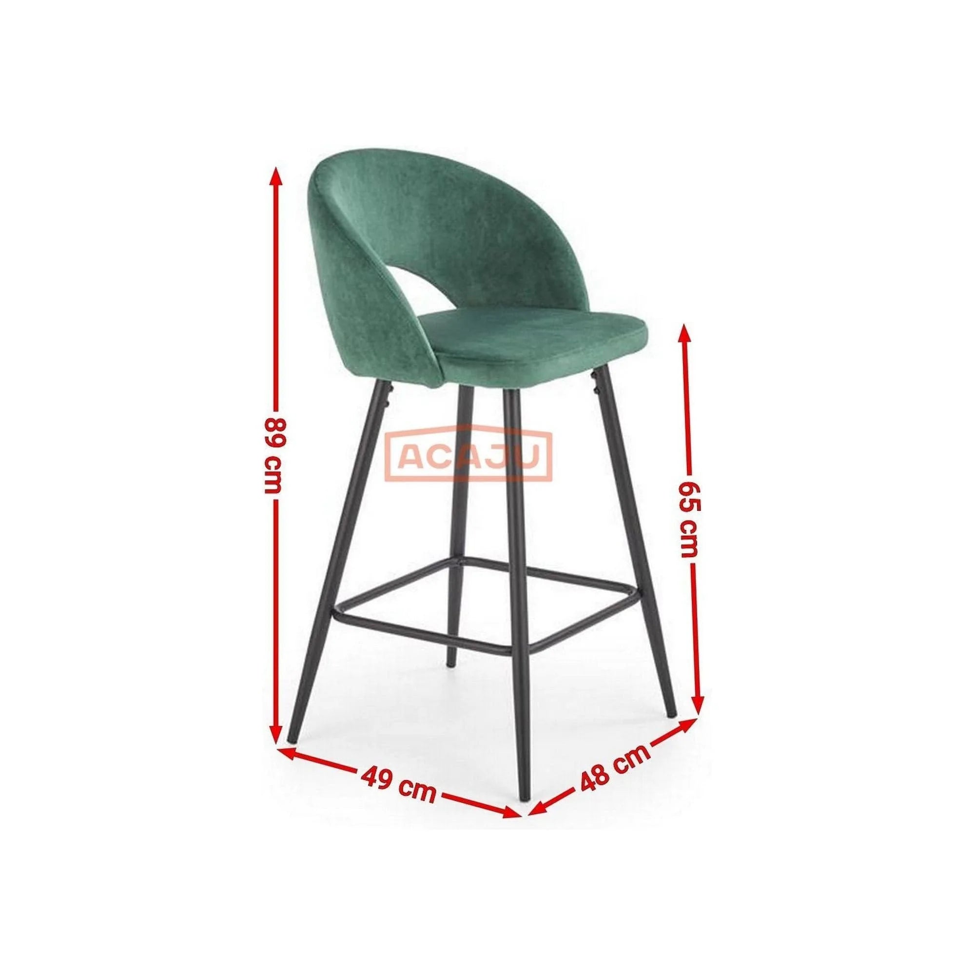 Scaun bar H96, albastru inchis/negru, stofa/otel, 48x49x89 cm