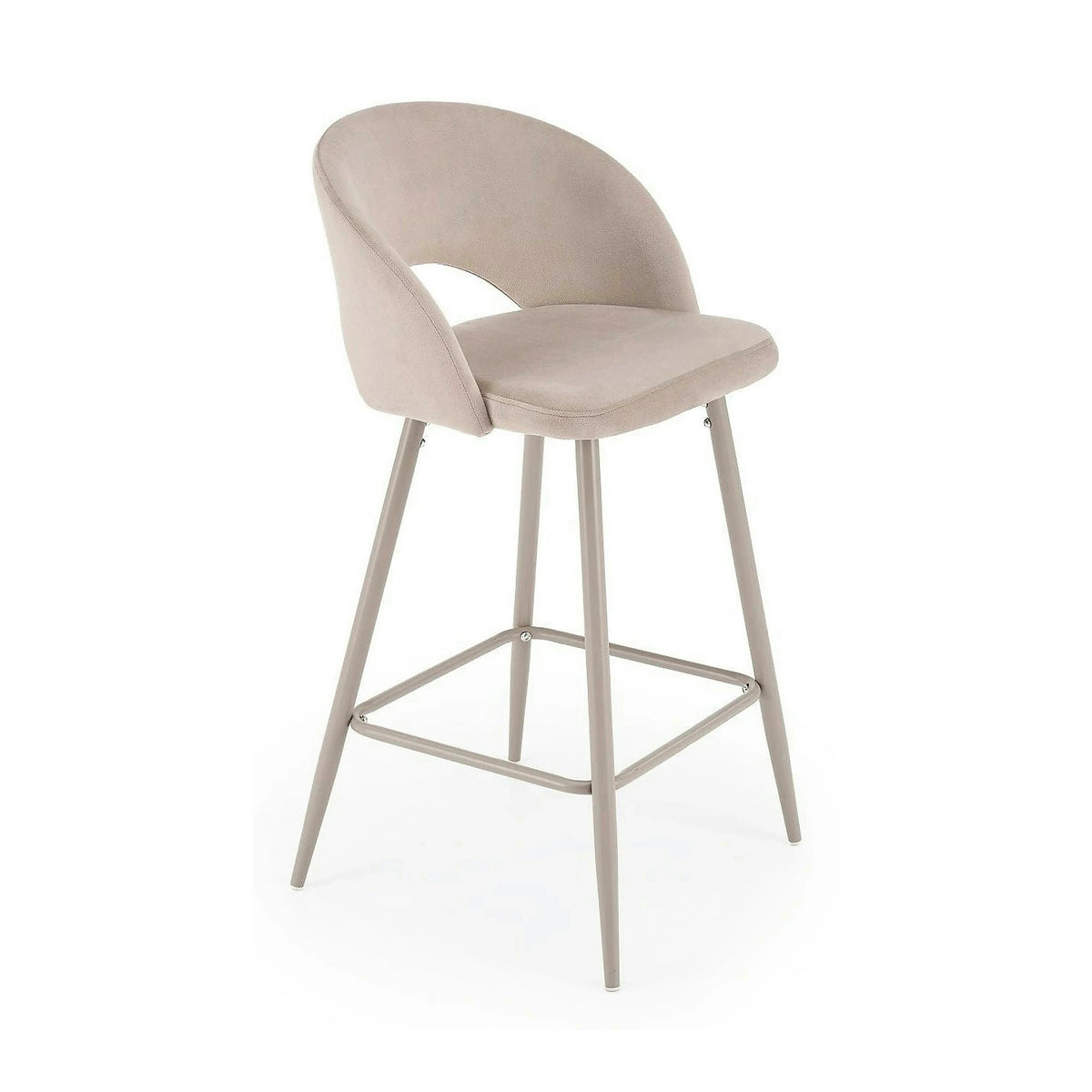 Scaun bar H96, bej deschis/casmir, stofa catifelata/otel, 48x49x89 cm