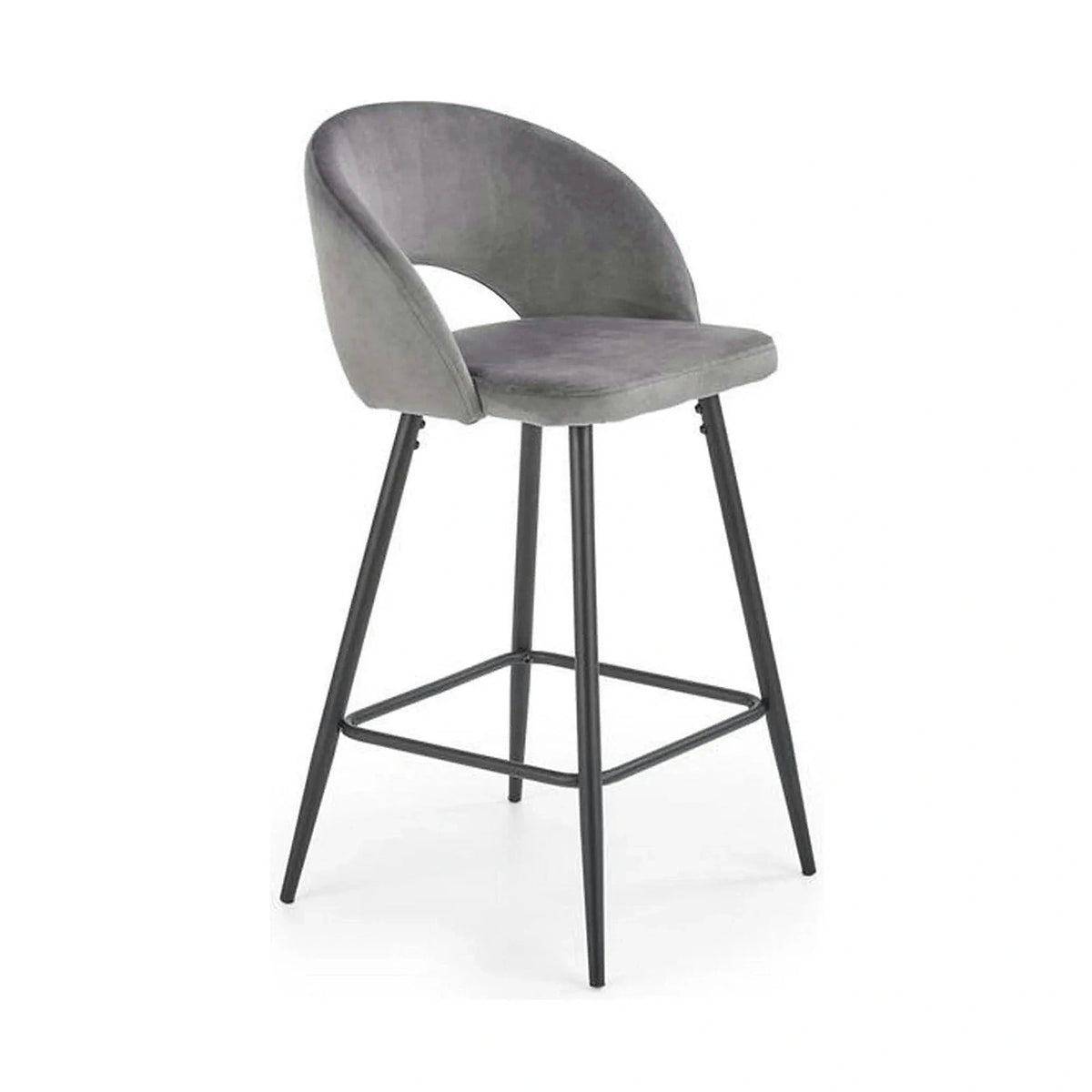 Scaun bar H96, gri/negru, stofa/otel, 48x49x89 cm