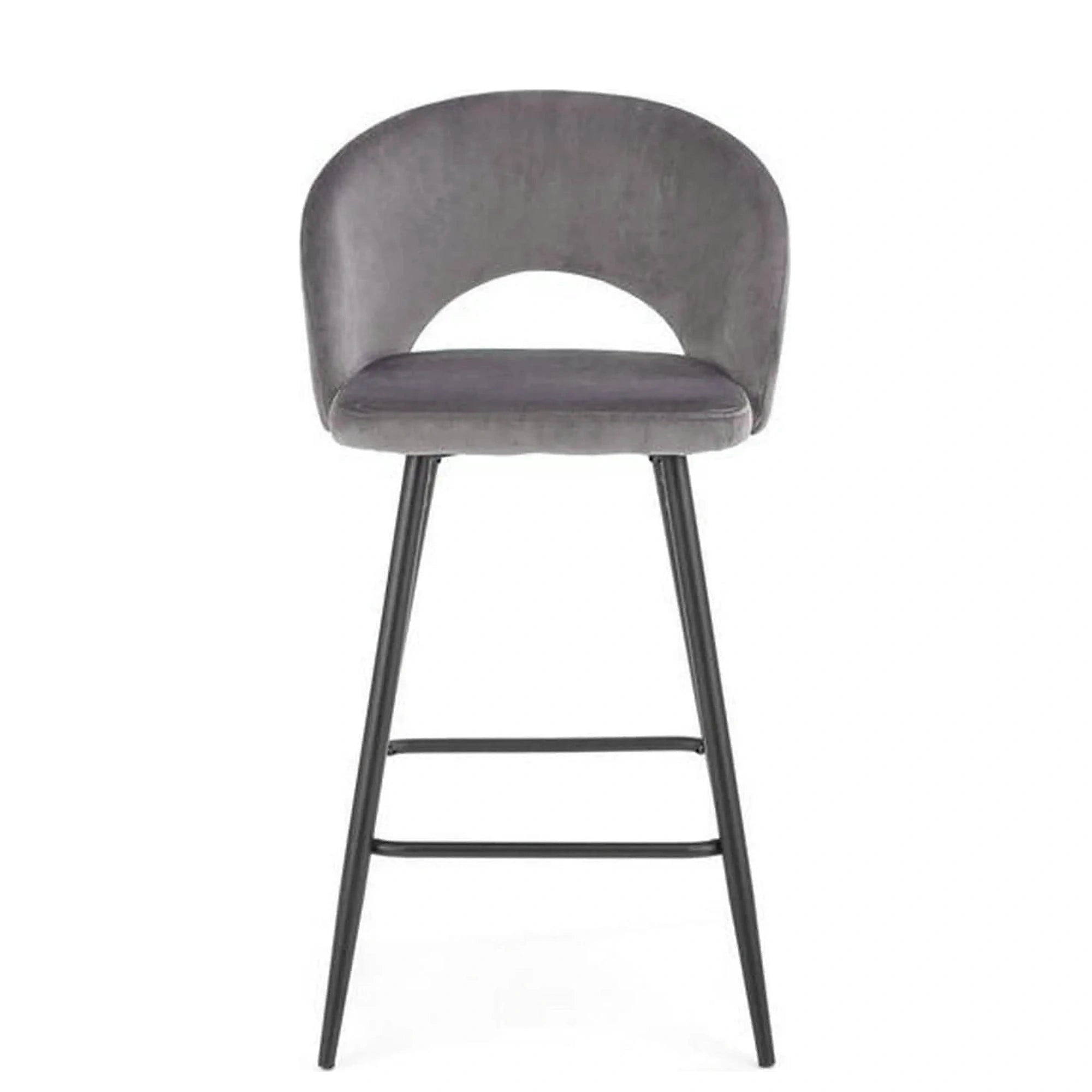 Scaun bar H96, gri/negru, stofa/otel, 48x49x89 cm