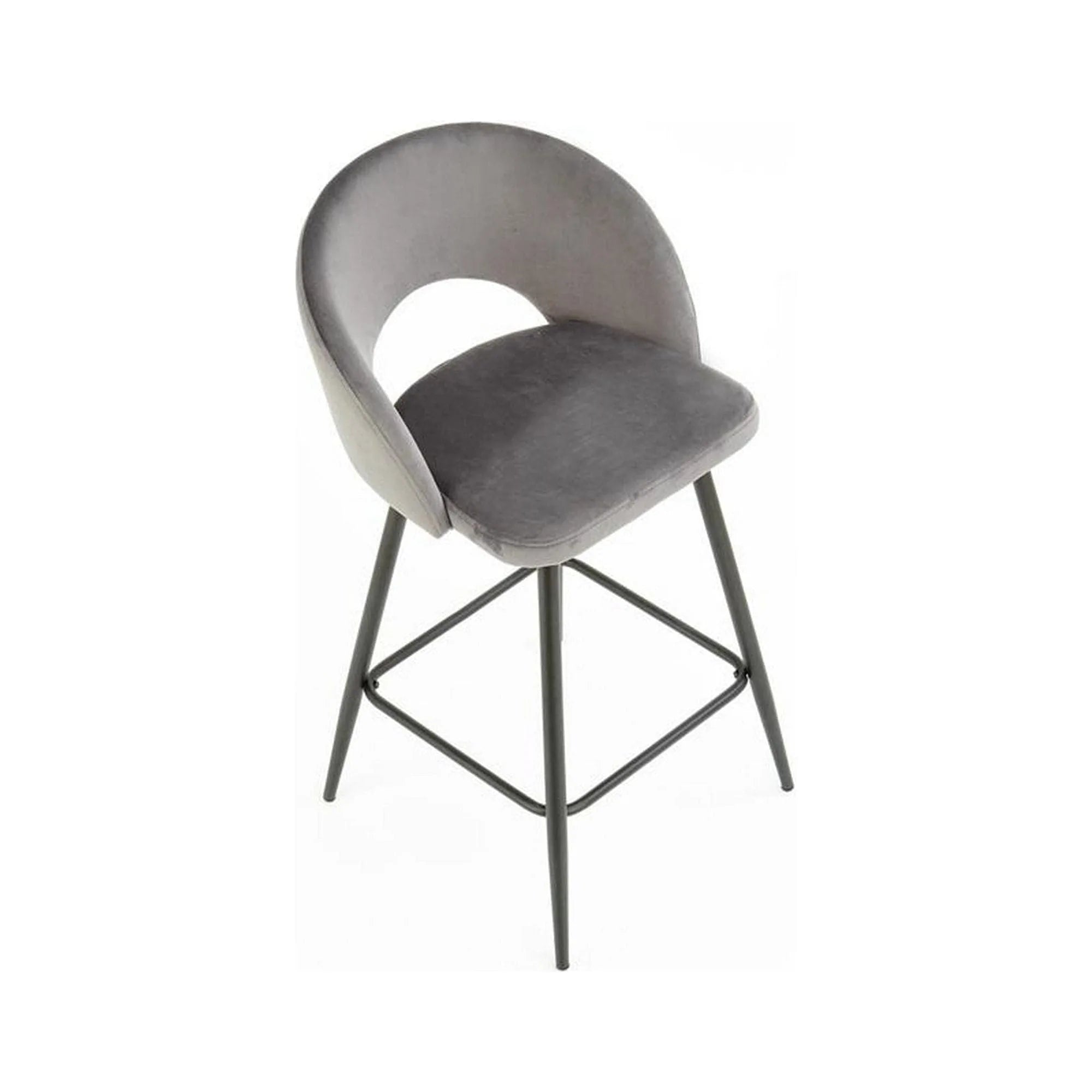 Scaun bar H96, gri/negru, stofa/otel, 48x49x89 cm