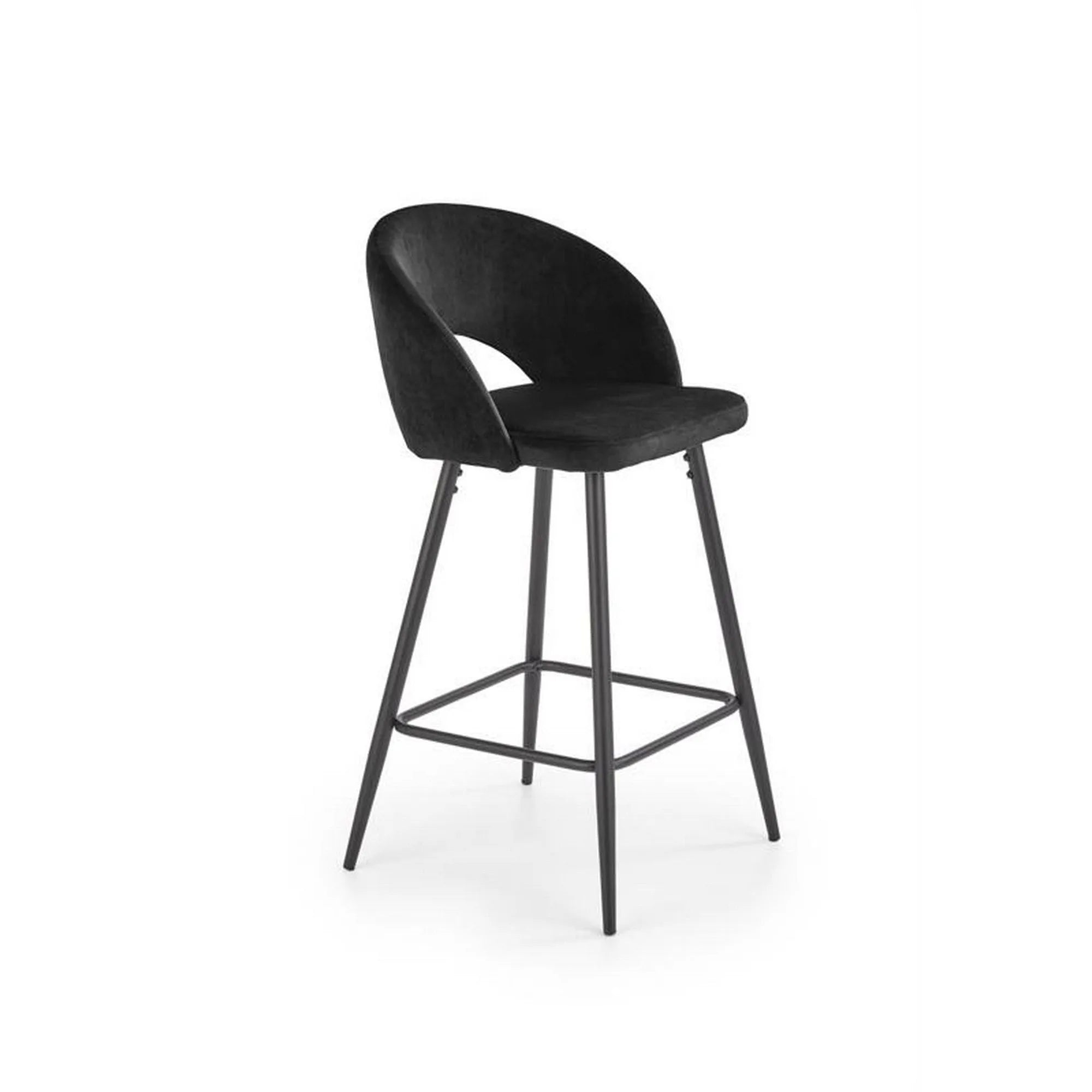 Scaun bar H96, negru - HLR 66, stofa catifelata/otel, 48x49x89 cm