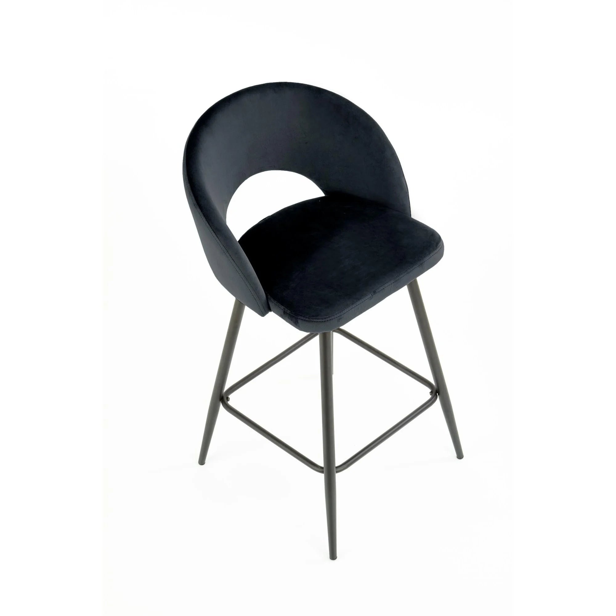 Scaun bar H96, negru - HLR 66, stofa catifelata/otel, 48x49x89 cm