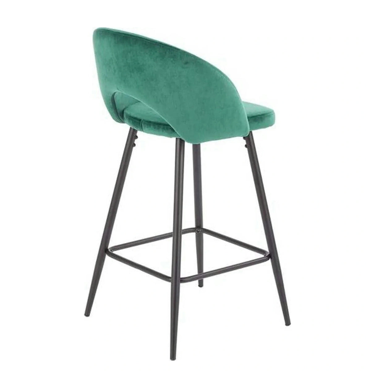 Scaun bar H96, verde inchis/negru, stofa/otel, 48x49x89 cm