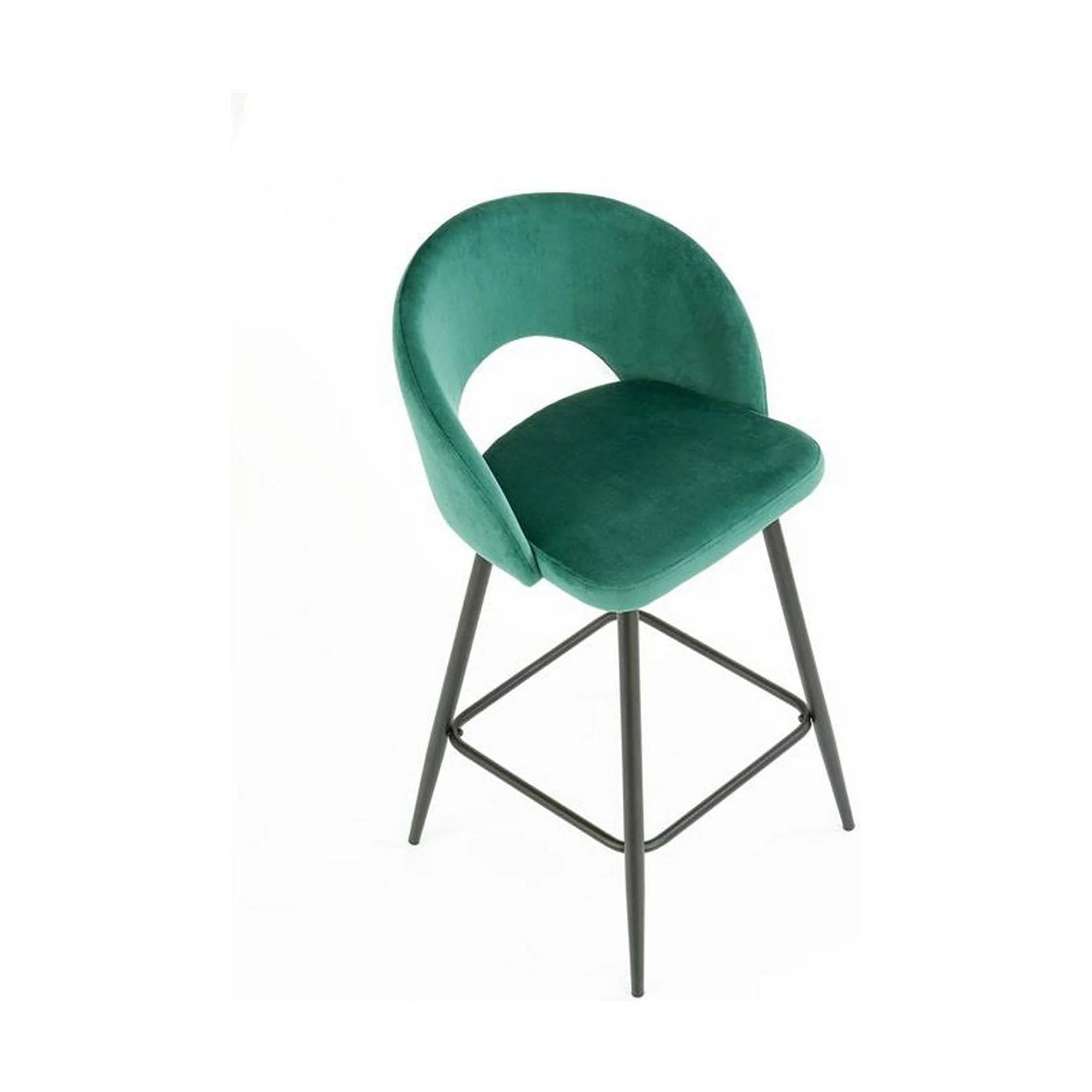 Scaun bar H96, verde inchis/negru, stofa/otel, 48x49x89 cm