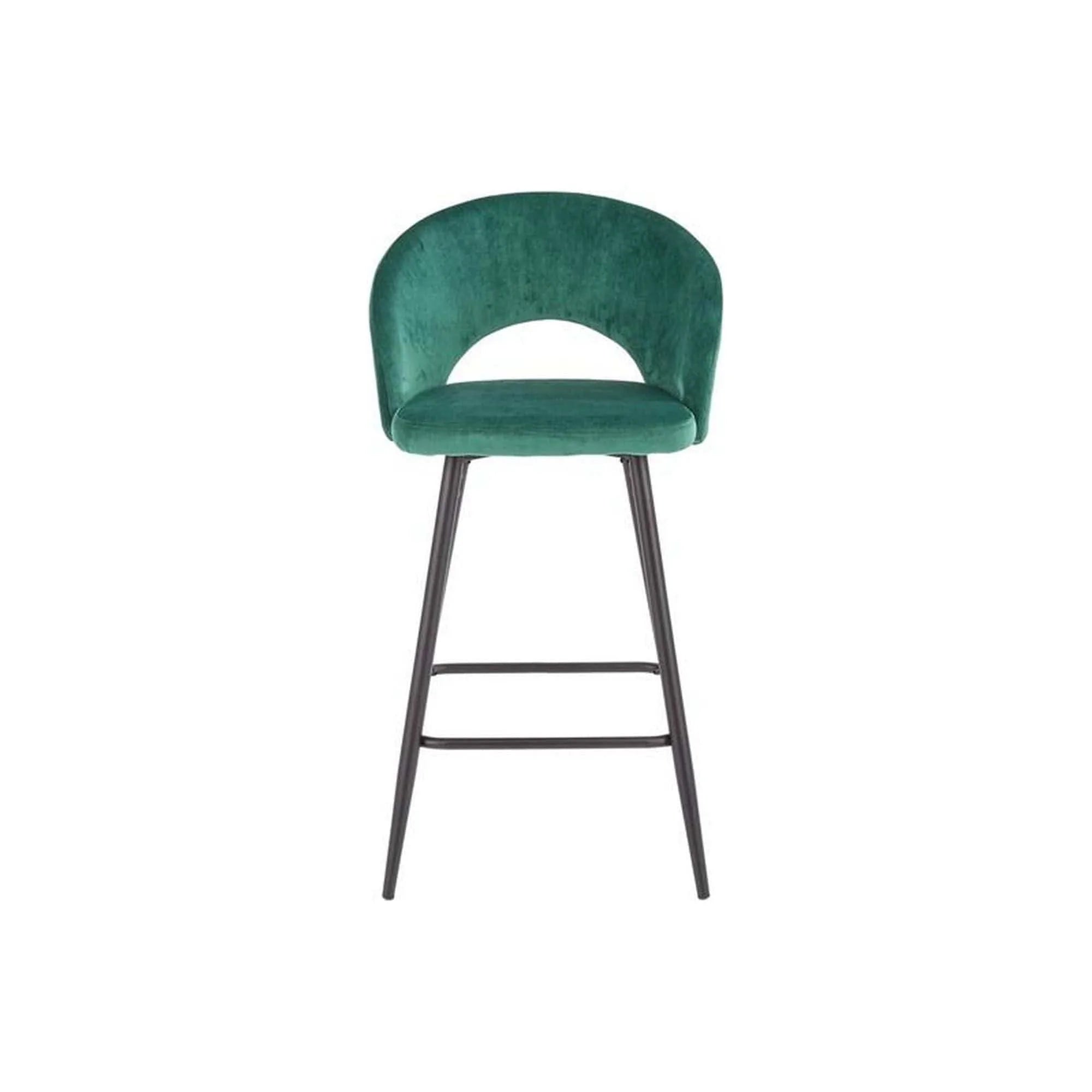 Scaun bar H96, verde inchis/negru, stofa/otel, 48x49x89 cm