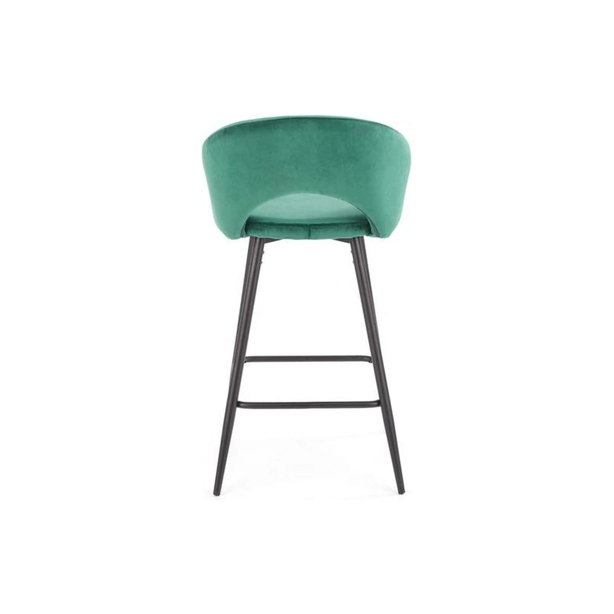 Scaun bar H96, verde inchis/negru, stofa/otel, 48x49x89 cm