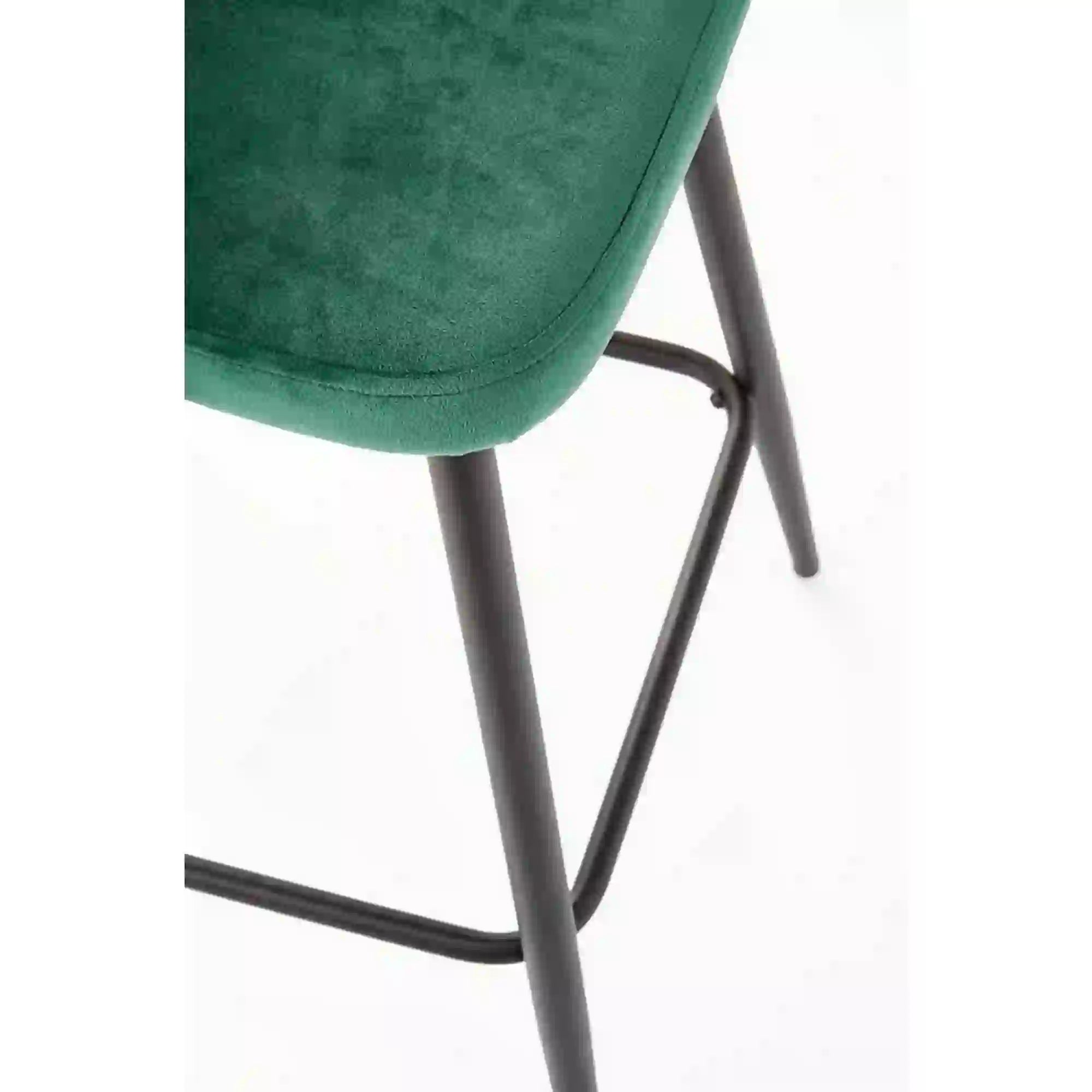 Scaun bar H96, verde inchis/negru, stofa/otel, 48x49x89 cm
