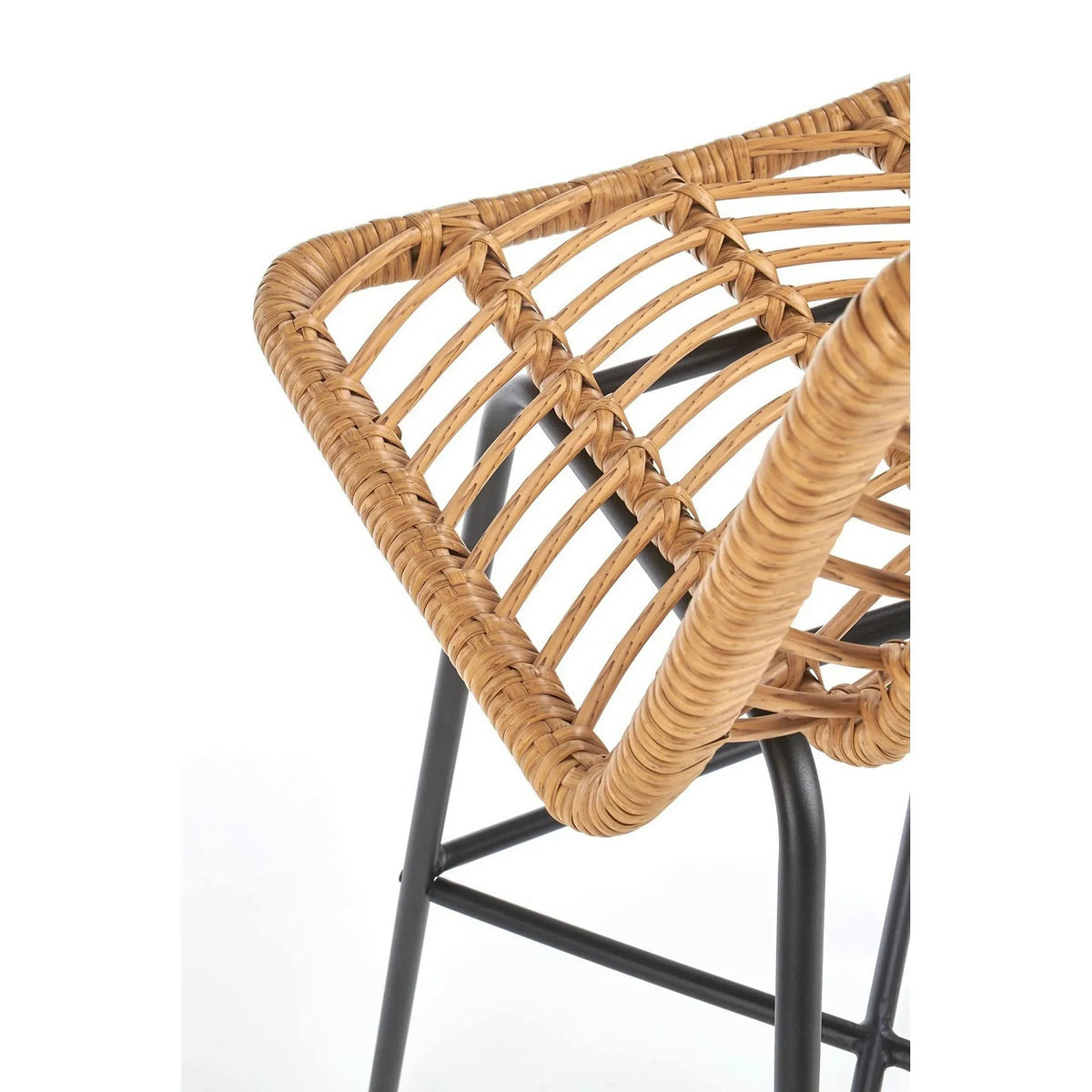 Scaun bar H97, negru/stejar, rattan sintetic/otel, 47x57x113 cm
