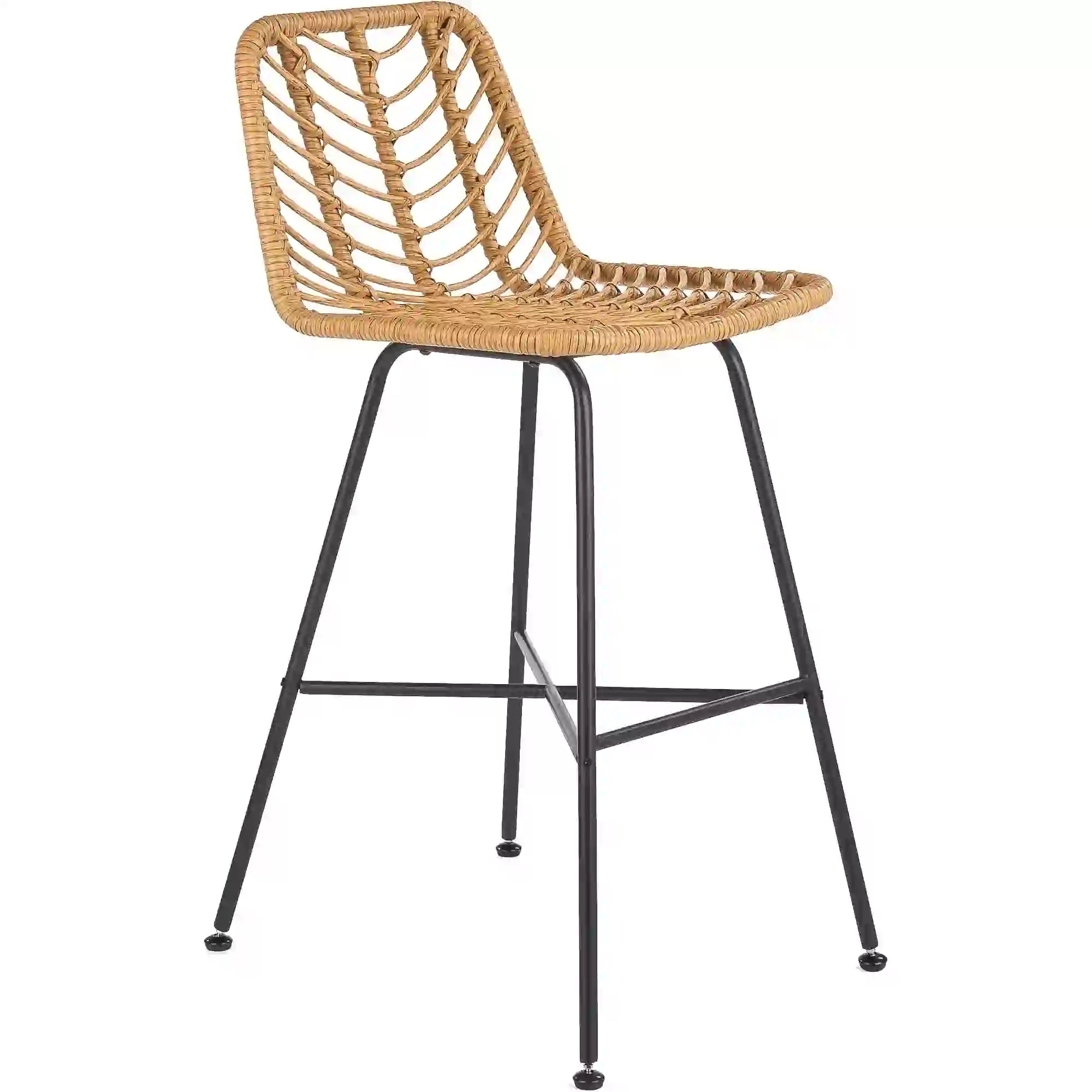 Scaun bar H97, negru/stejar, rattan sintetic/otel, 47x57x113 cm