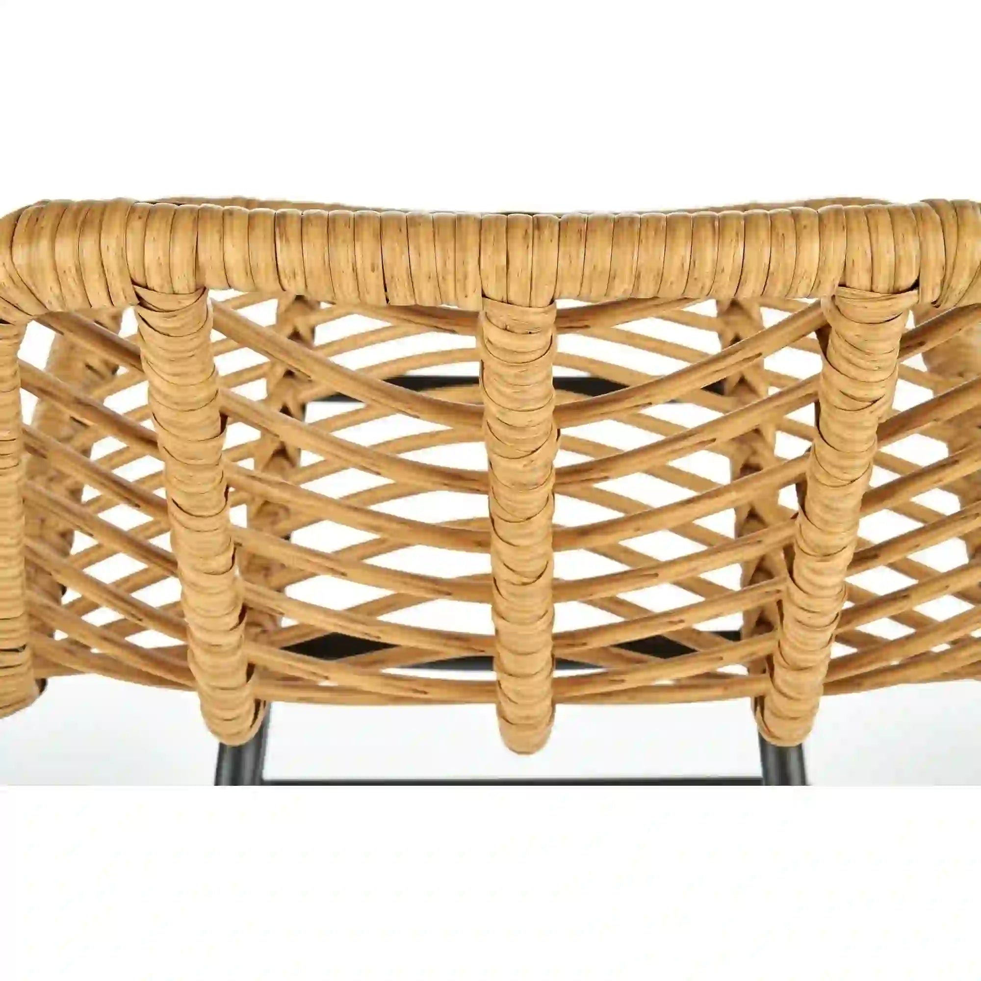 Scaun bar H97, negru/stejar, rattan sintetic/otel, 47x57x113 cm