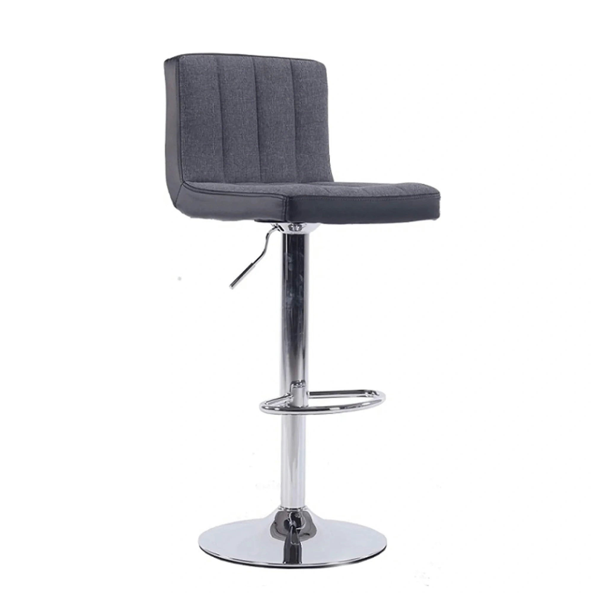 Scaun bar HILDA, gri/negru cromat, stofa clasica/piele ecologica/metal, 40x46x88/109 cm
