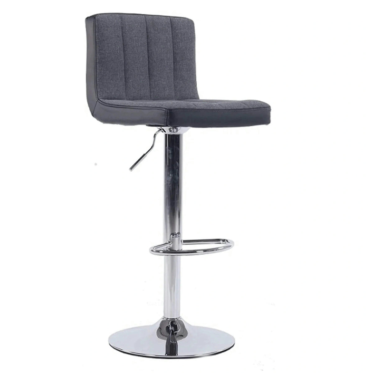 Scaun bar HILDA, gri/negru cromat, stofa clasica/piele ecologica/metal, 40x46x88/109 cm