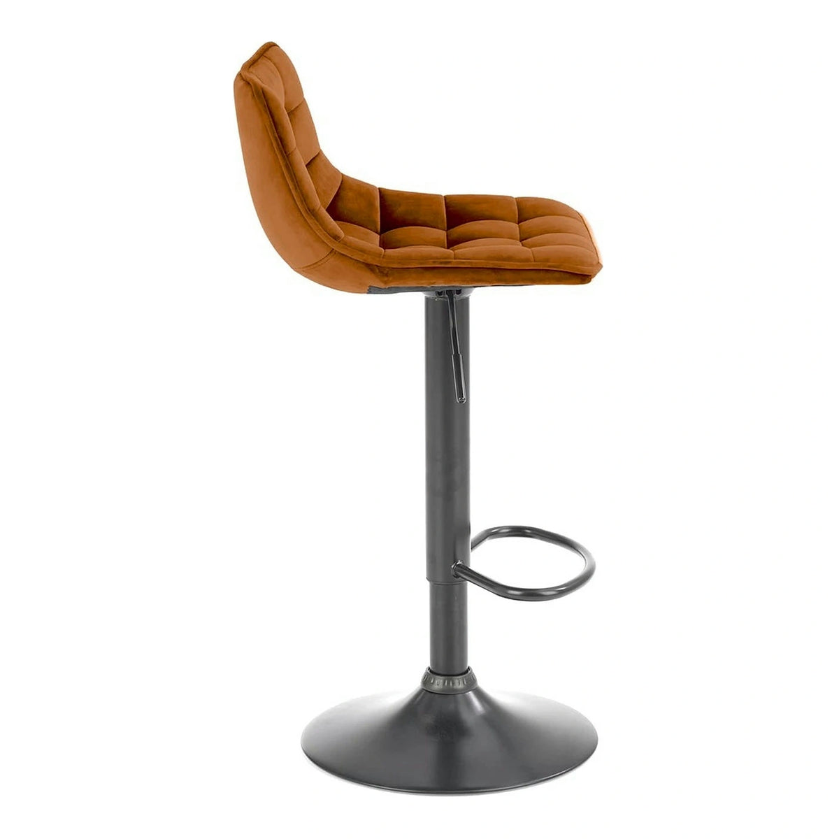 Scaun bar inalt H95, scortisoara - Bluvel 4215/negru, stofa catifelata/metal, 43x44x84/106 cm