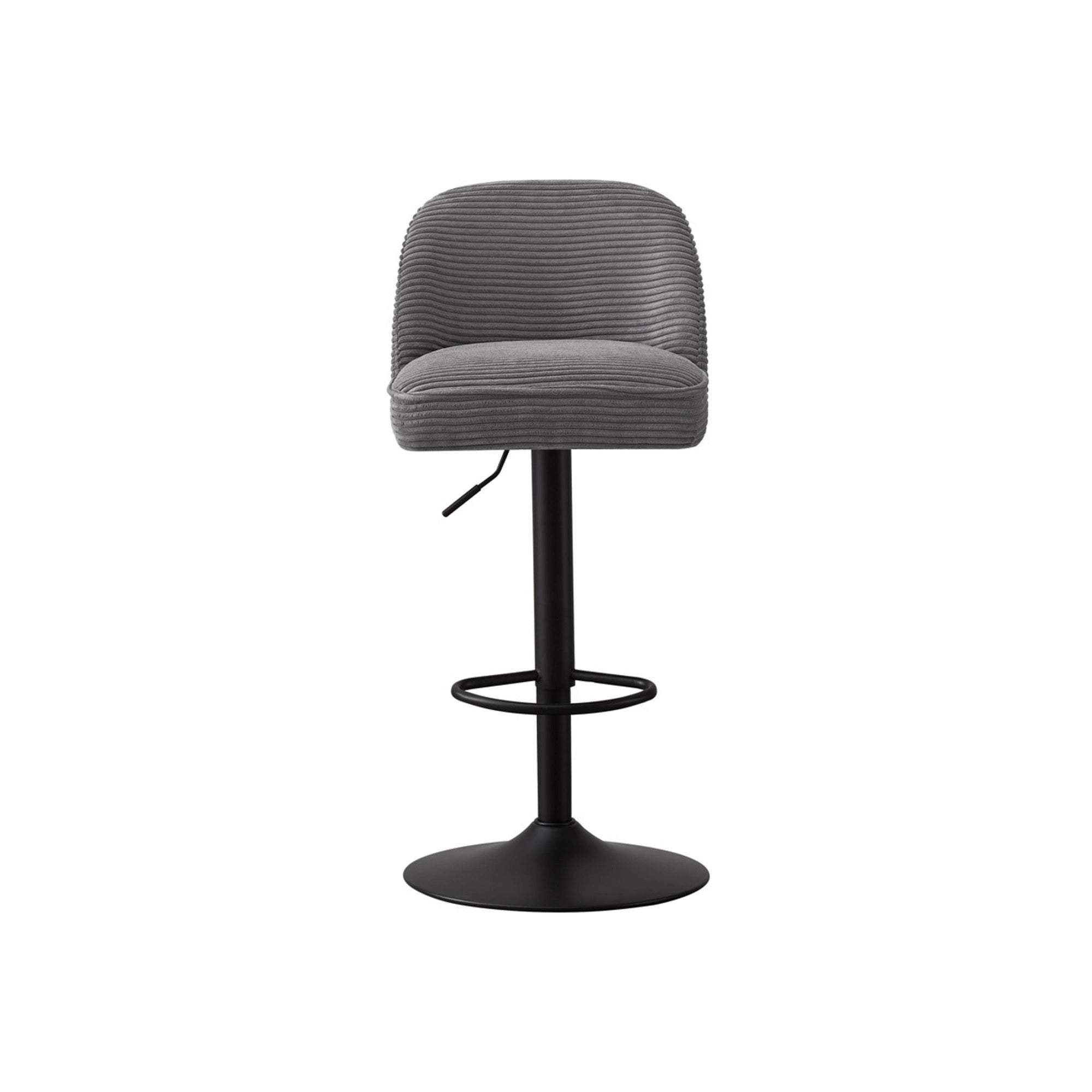 Scaun bar JAMES, gri inchis/negru, stofa/metal, 46x50x90/112 cm