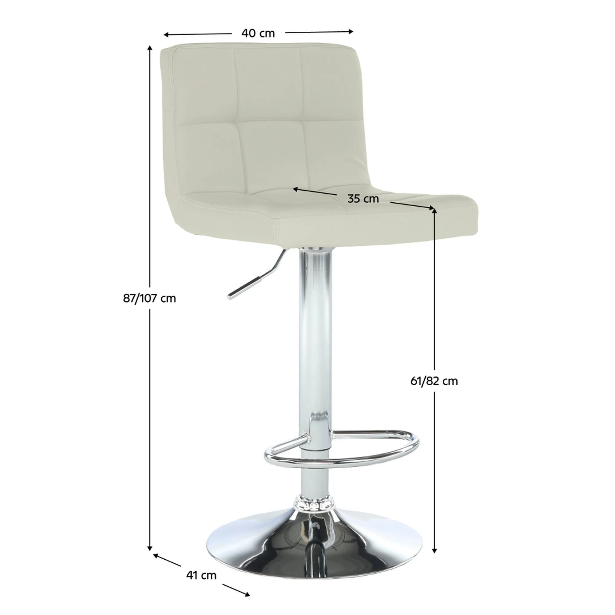 Scaun bar KANDY NEW, bej/crom, piele ecologica/metal, 40x51x87/107 cm