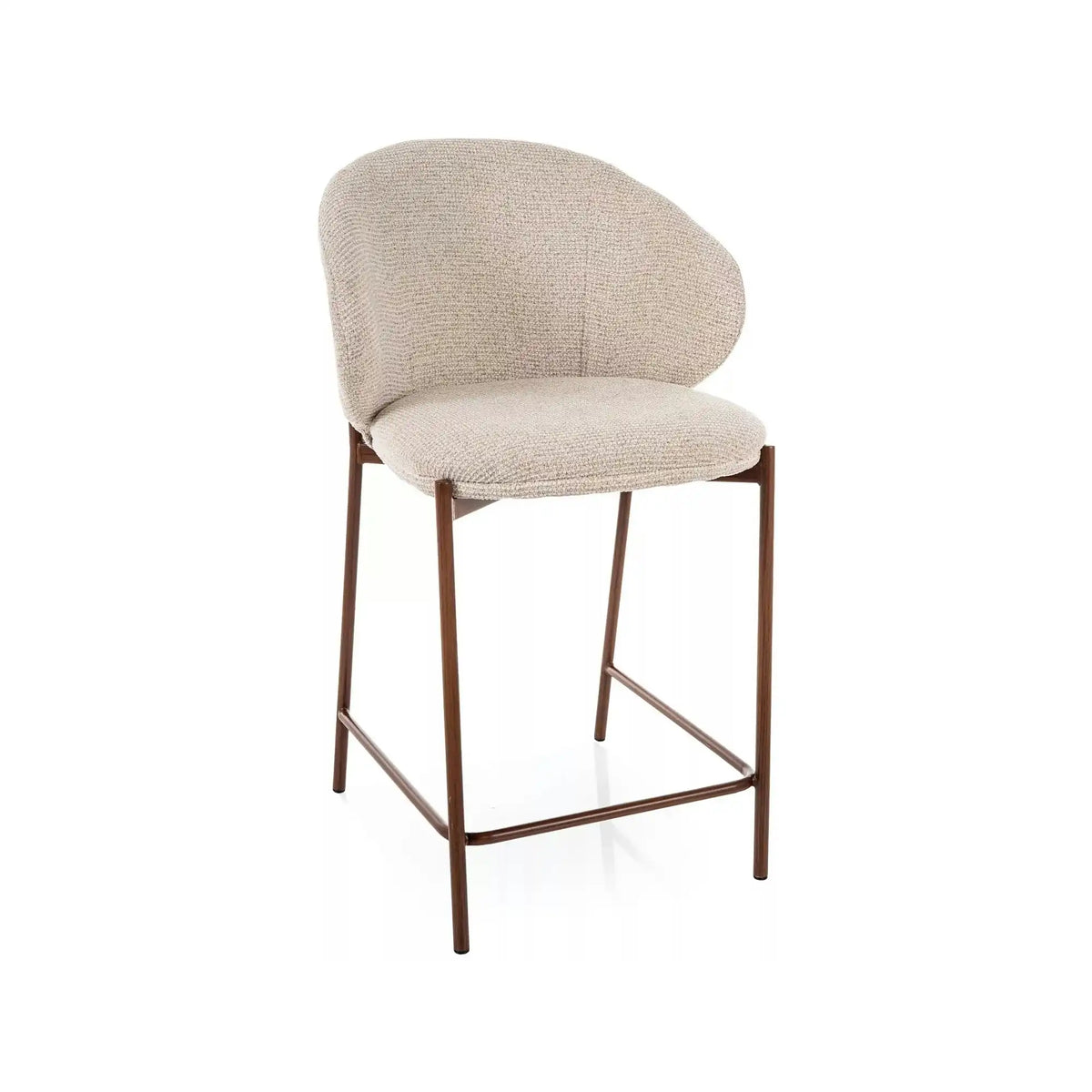 Scaun bar KIOTO H-2, bej deschis/nuc, stofă/metal, 54x44x90 cm