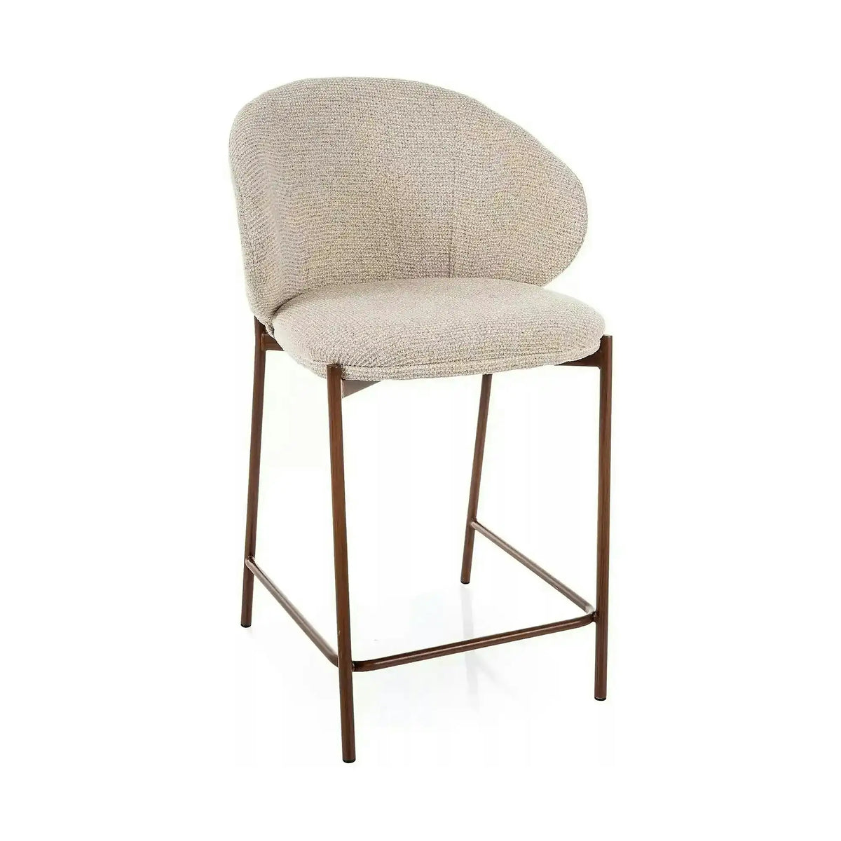 Scaun bar KIOTO H-2, bej deschis/nuc, stofă/metal, 54x44x90 cm