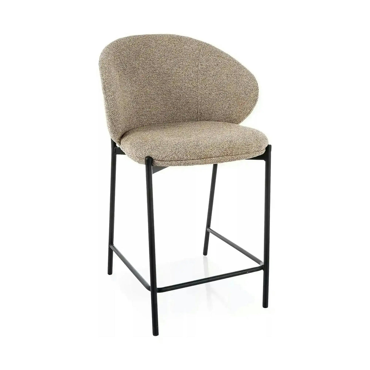 Scaun bar KIOTO H-2, bej/negru, stofă/metal, 54x44x90 cm