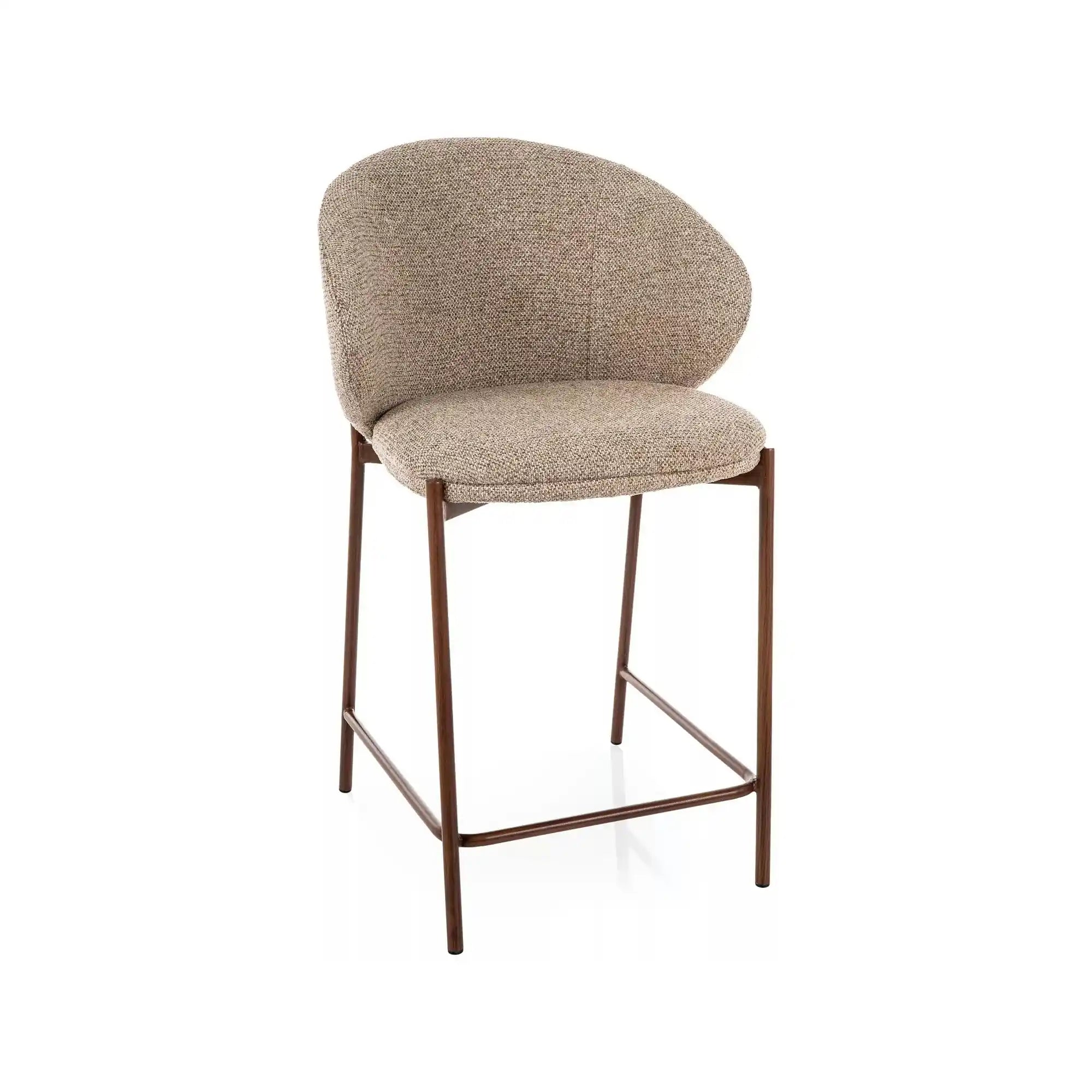 Scaun bar KIOTO H-2, bej/nuc, stofă/metal, 54x44x90 cm