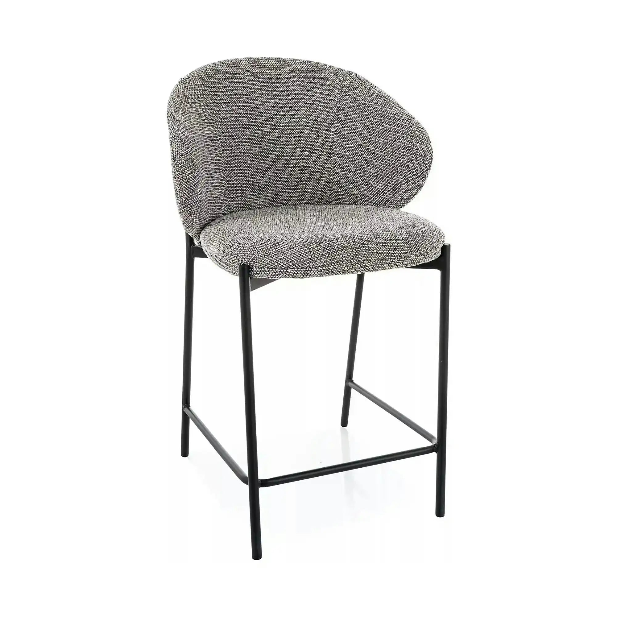 Scaun bar KIOTO H-2, gri/negru, stofă/metal, 54x44x90 cm