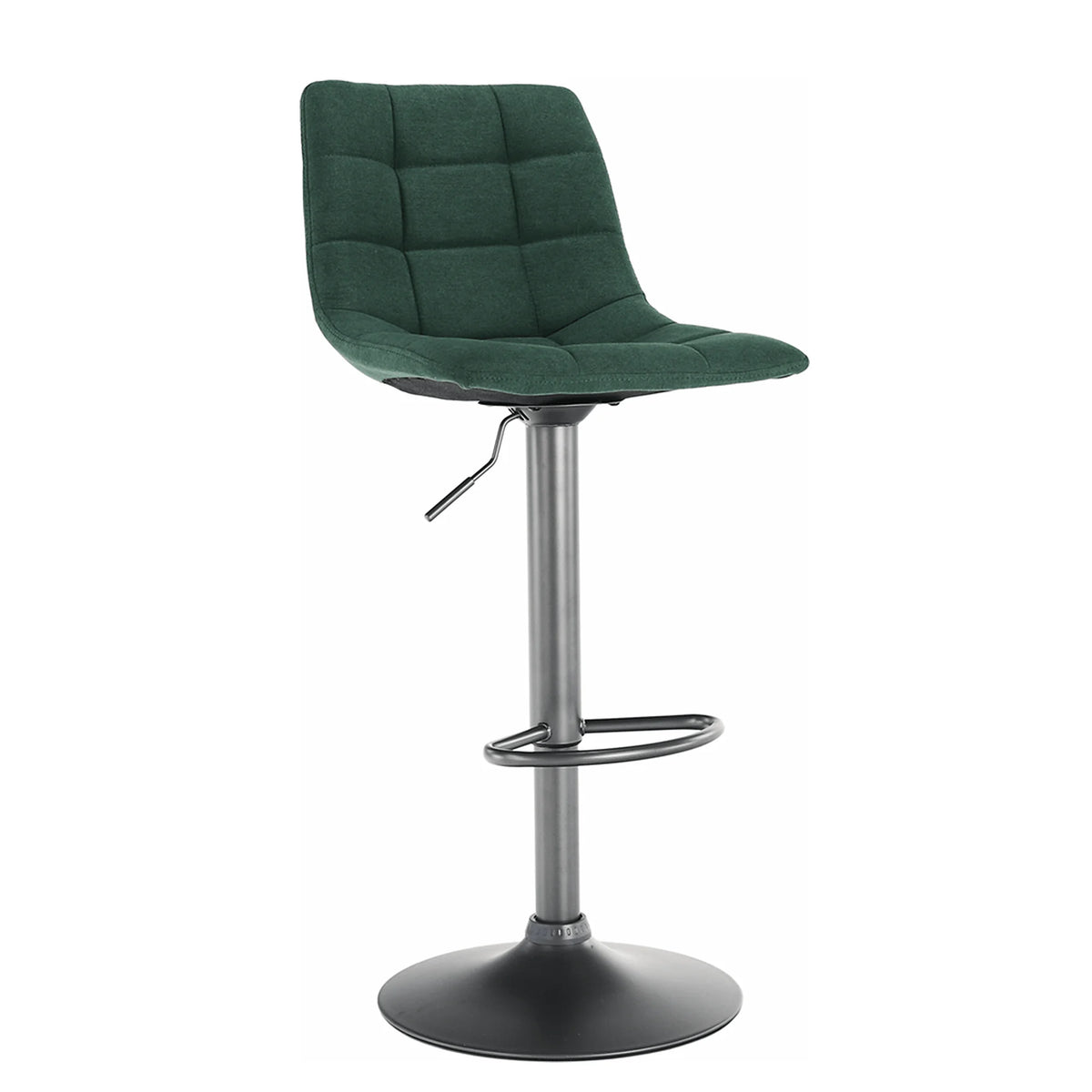 Scaun bar LAHELA, verde/negru, stofa clasica/metal, 44x50x91/112 cm