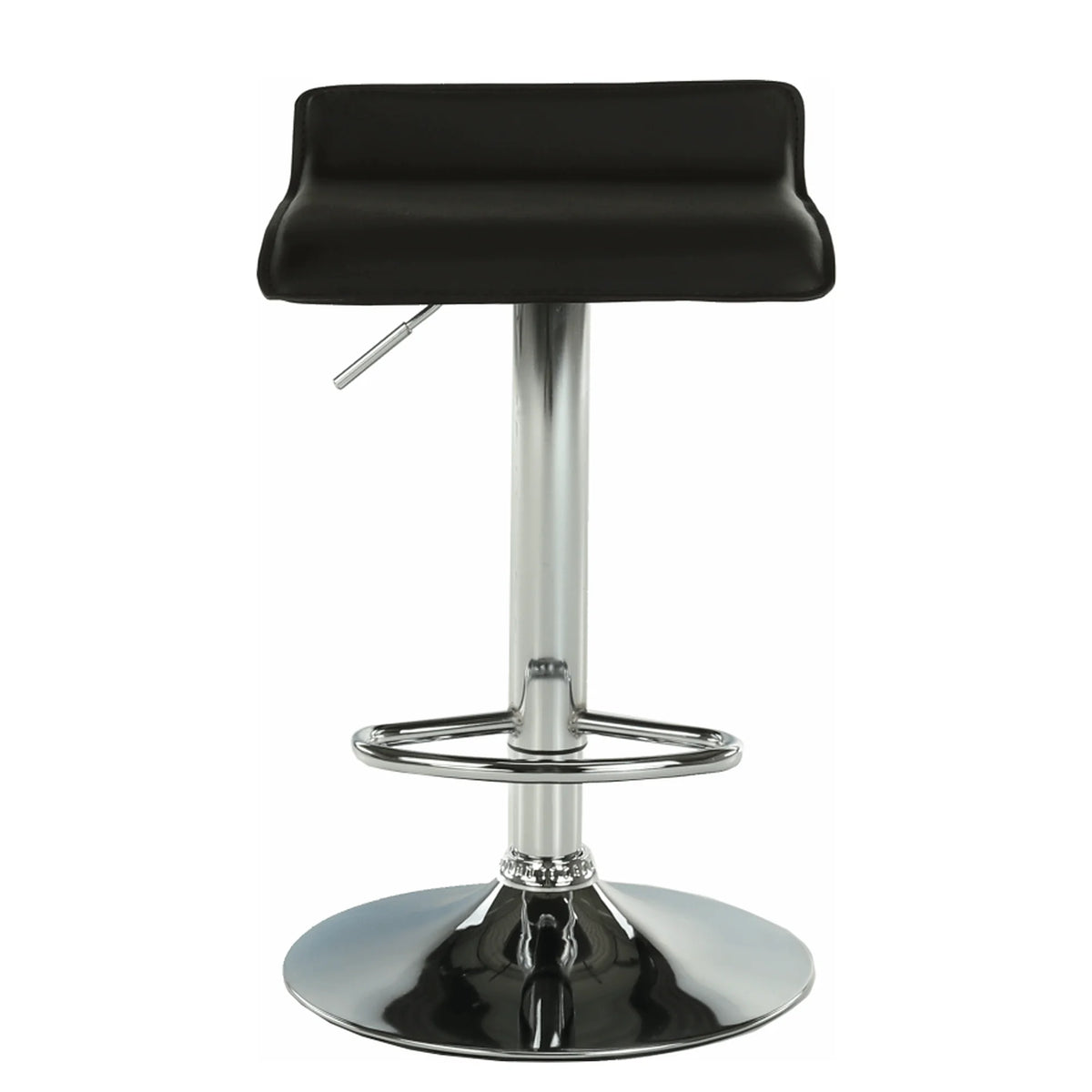 Scaun bar LARIA NEW, negru/crom, piele ecologica/metal, 37x39x64/85 cm