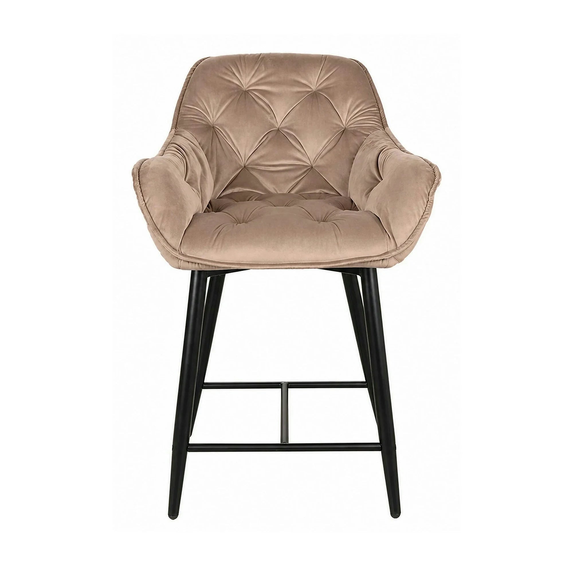 Scaun bar living CHERRY H-2, bej - Bluvel 28/negru mat, stofa catifelata/metal, 56x40x87 cm