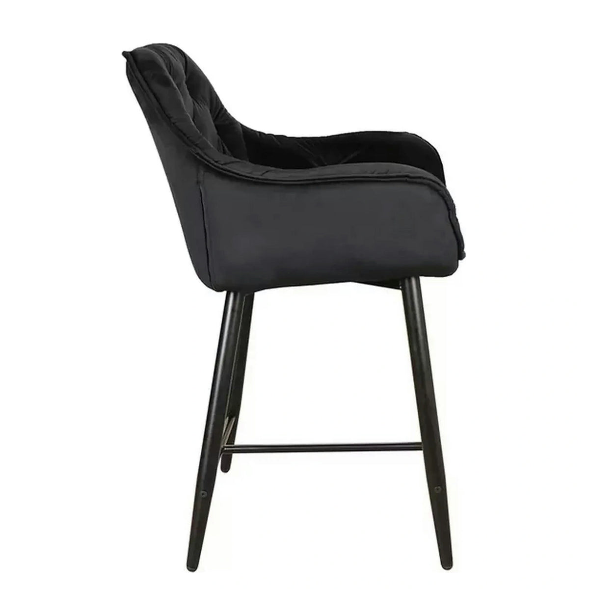 Scaun bar living CHERRY H-2, negru - Bluvel 19, stofa catifelata/metal, 56x40x87 cm