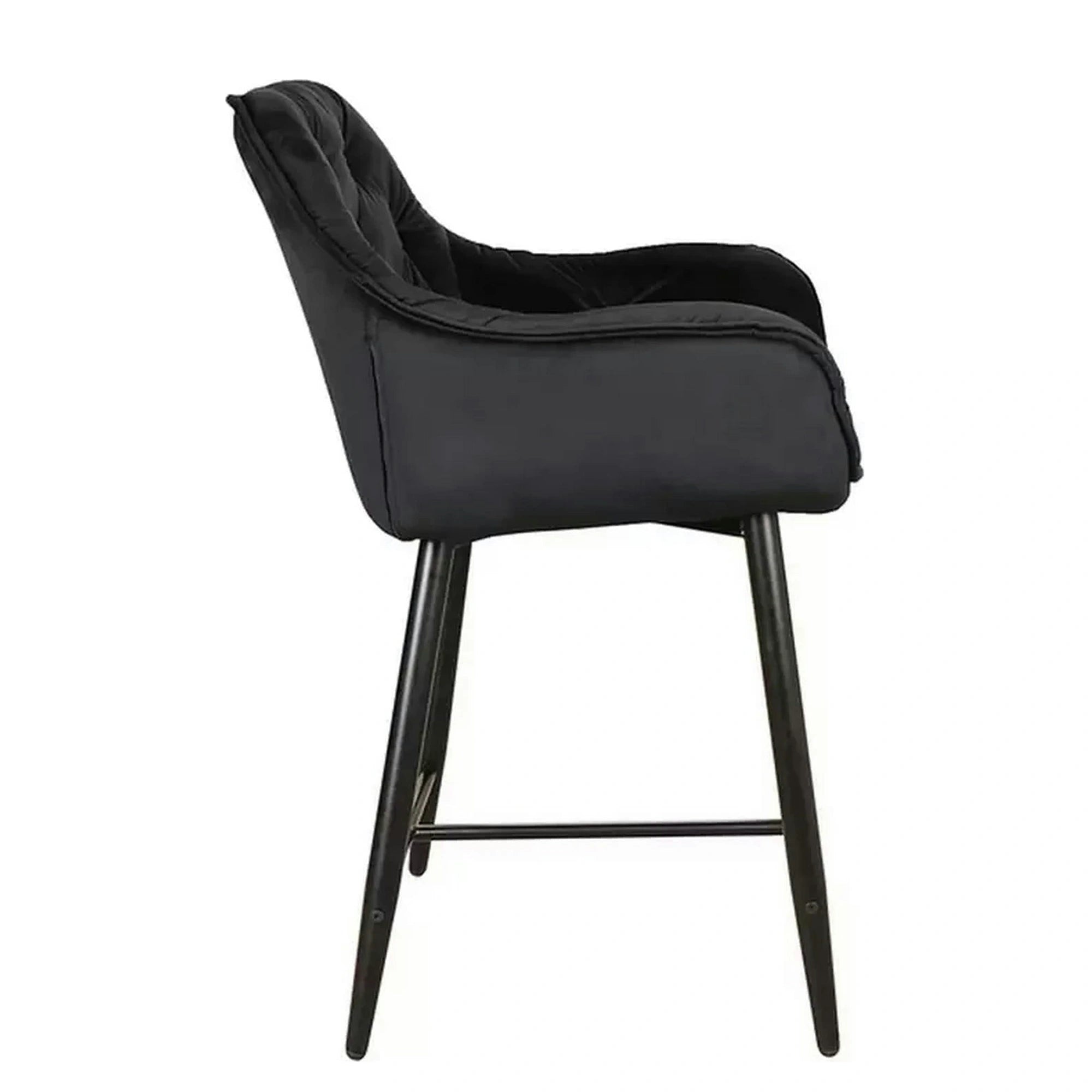 Scaun bar living CHERRY H-2, negru - Bluvel 19, stofa catifelata/metal, 56x40x87 cm