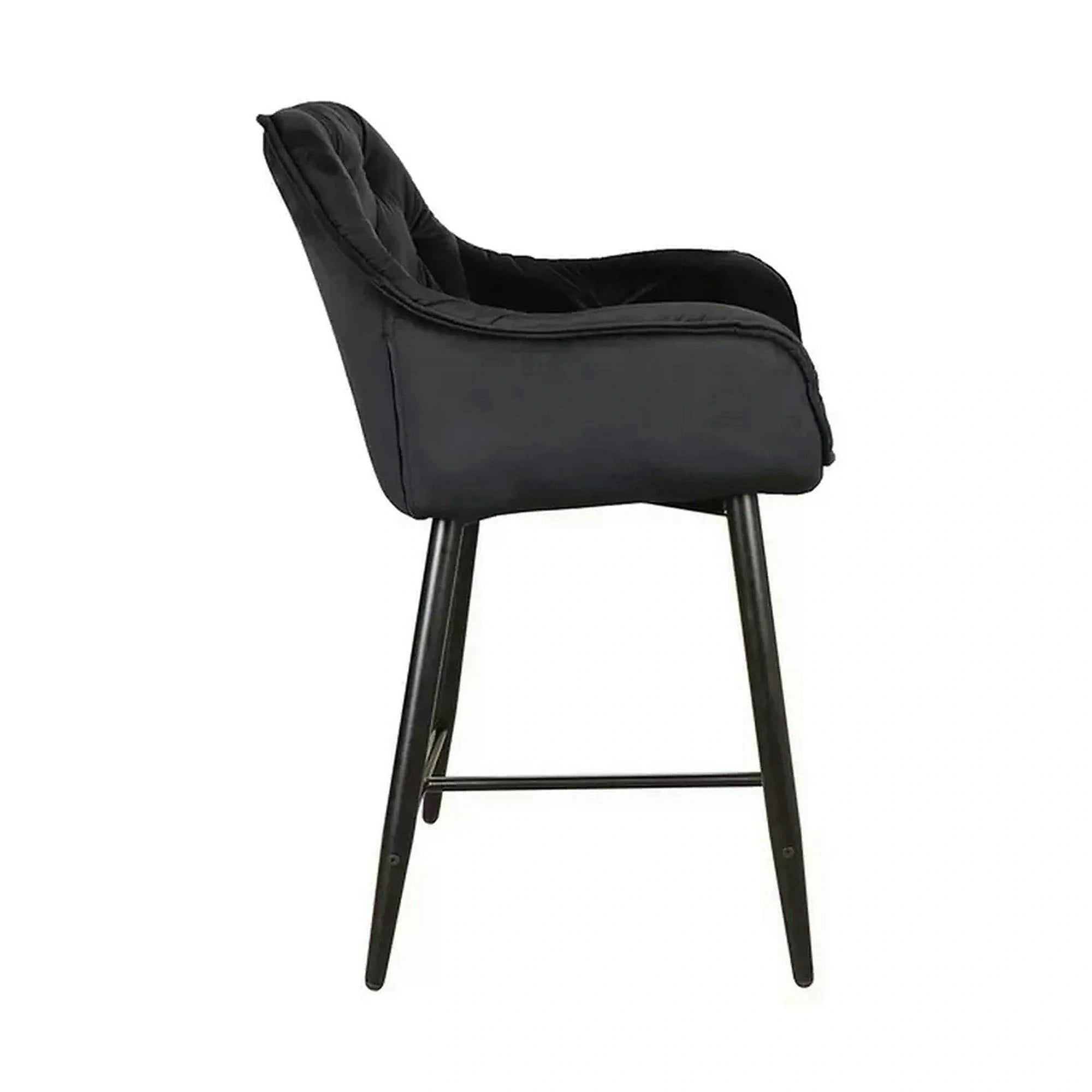 Scaun bar living CHERRY H-2, negru - Bluvel 19, stofa catifelata/metal, 56x40x87 cm