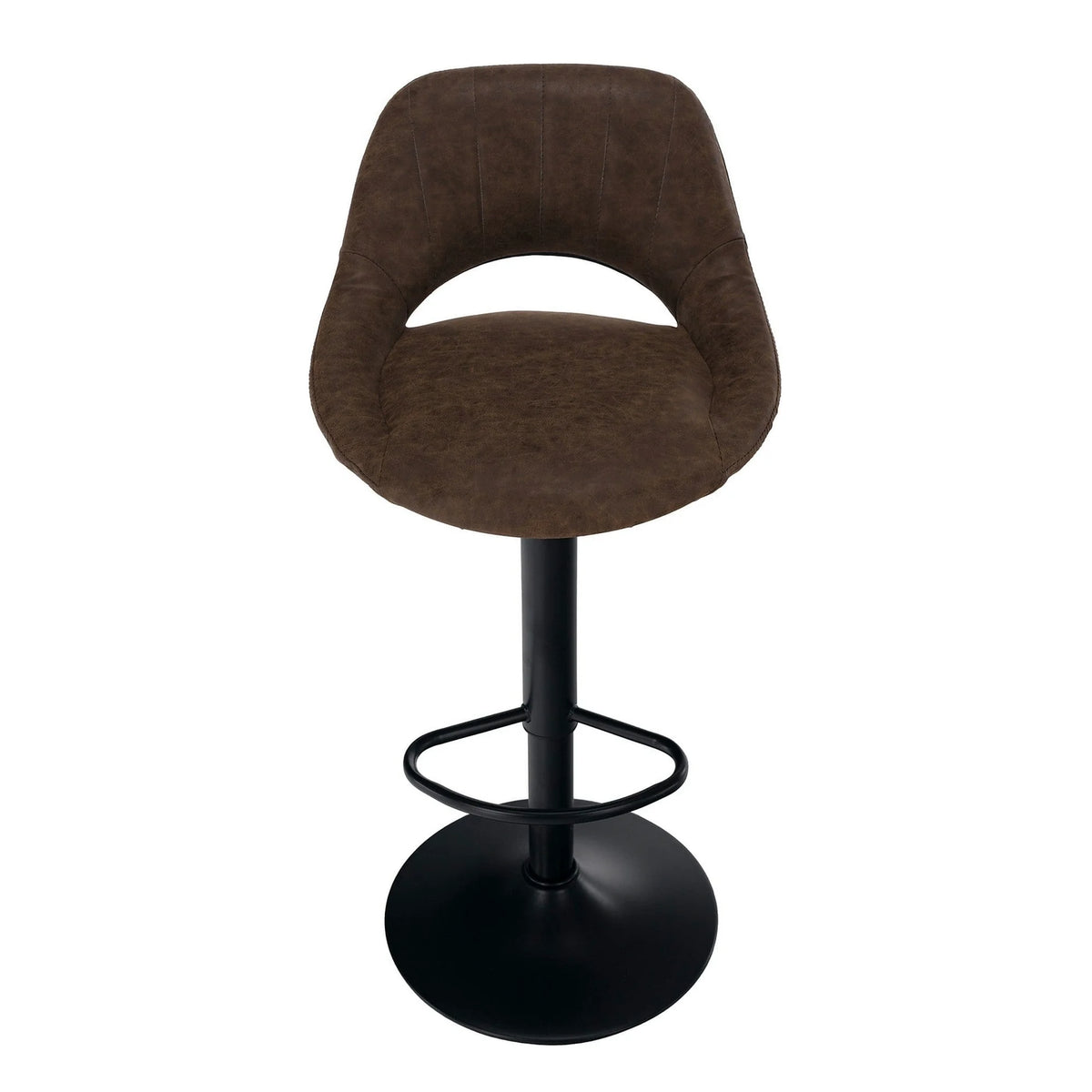 Scaun bar LORASA NEW, maro/negru, piele intoarsa/metal, 45x45x82/102 cm