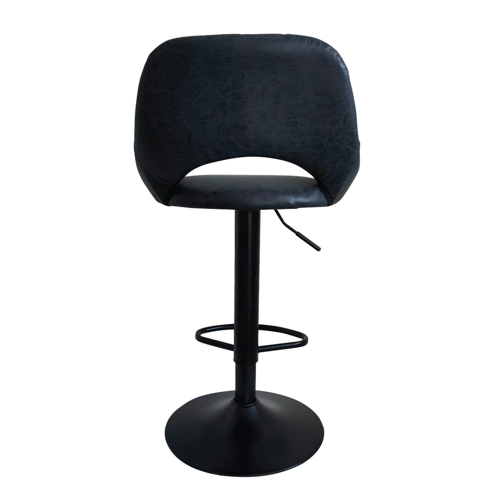 Scaun bar LORASA NEW, negru, piele intoarsa/metal, 45x45x82/102 cm