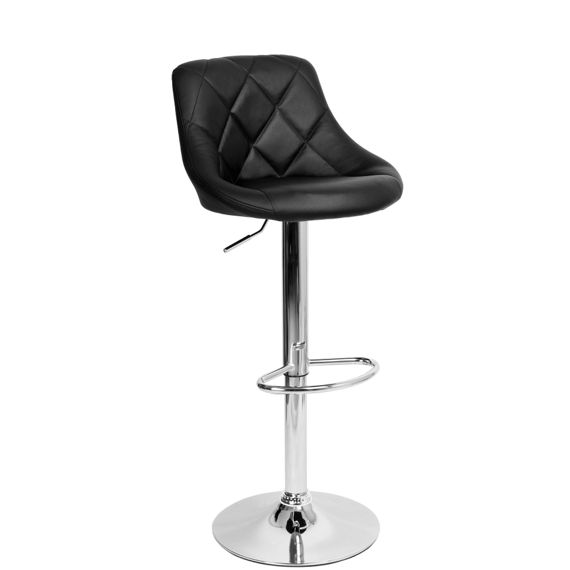Scaun bar MARID NEW, negru/crom, piele ecologica/metal, 45x40x80/102 cm