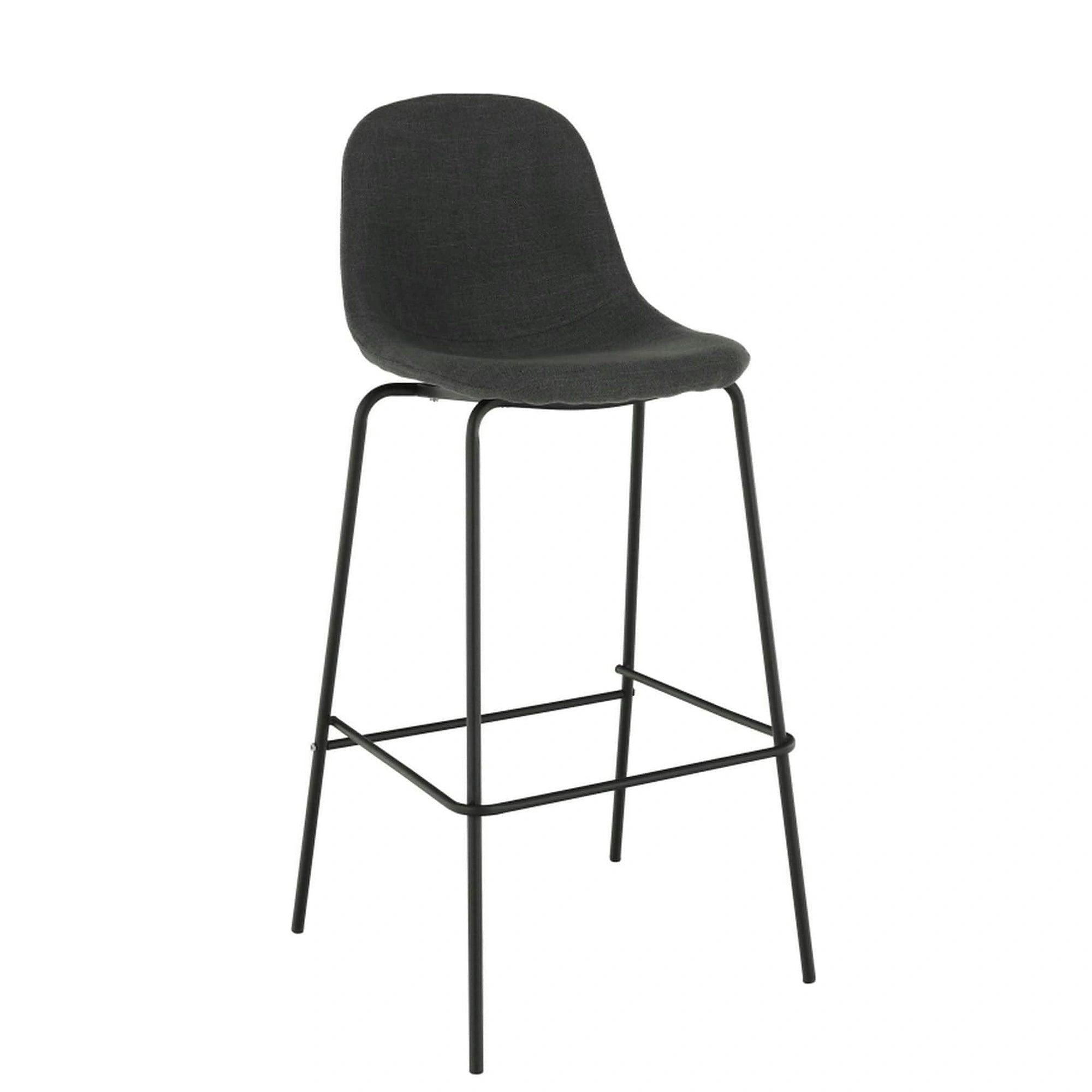 Scaun bar MARIOLA 2 NEW, gri inchis/negru, stofa clasica/metal, 49x51x101 cm