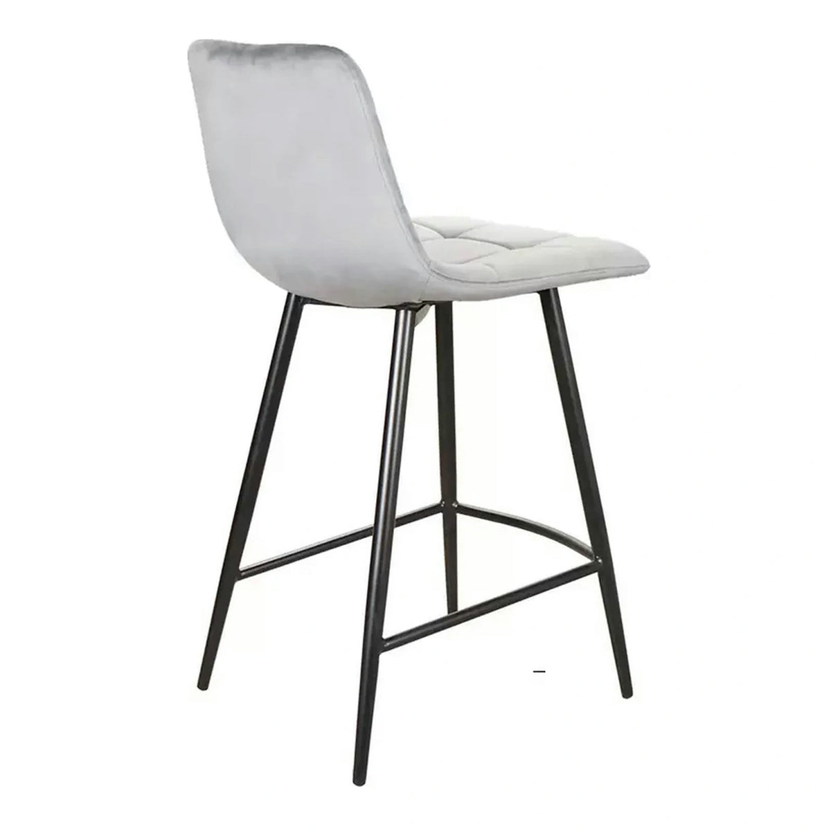 Scaun bar MILA H-2, gri/negru, stofa catifelata/metal, 43x38x87 cm