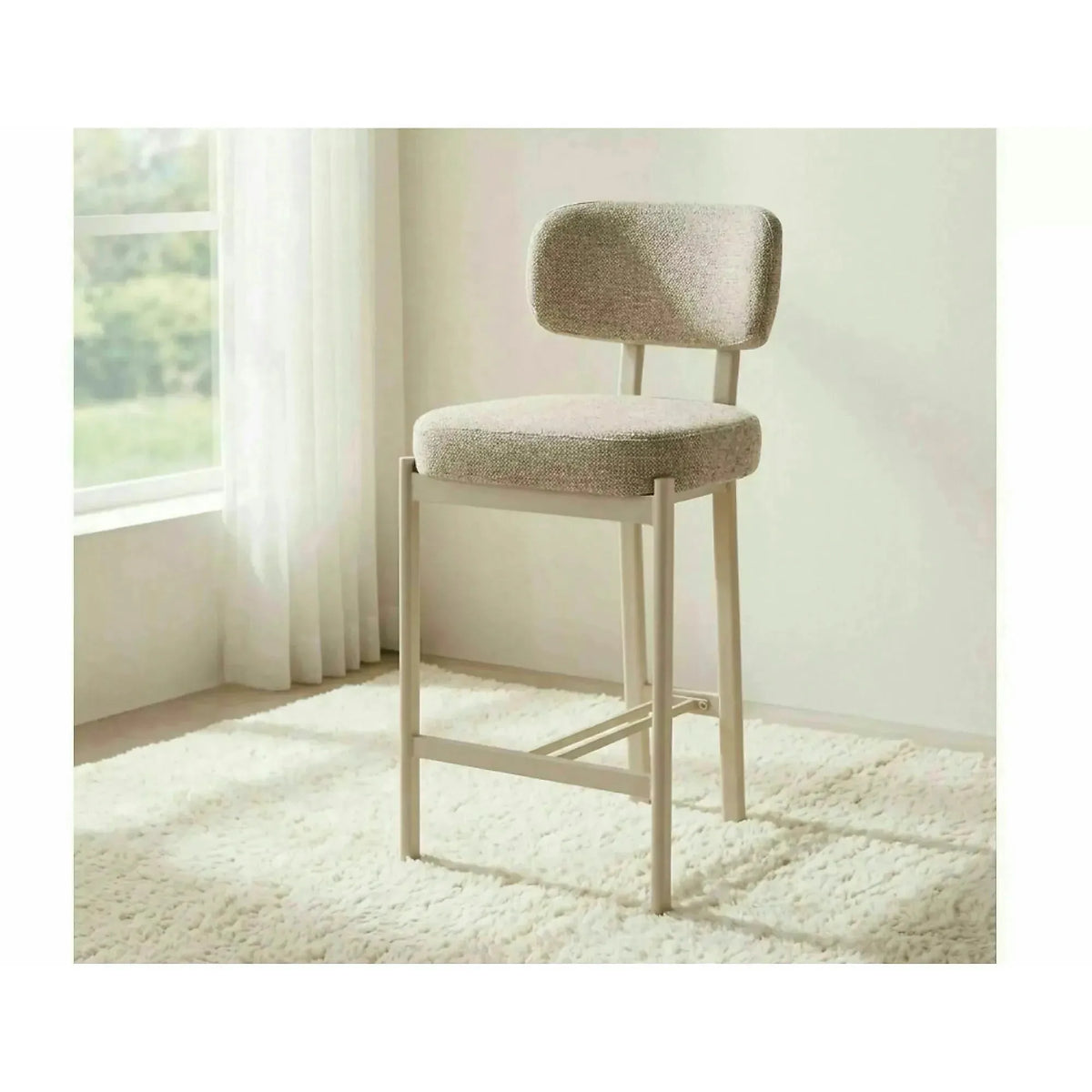 Scaun bar MISAKI H-2, bej deschis/cașmir, stofă/metal, 45x44x92 cm