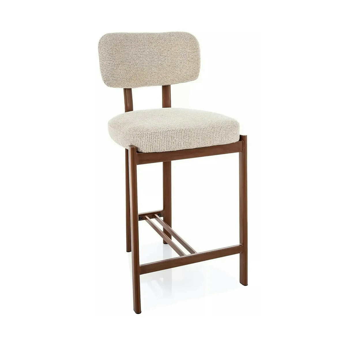 Scaun bar MISAKI H-2, bej deschis/nuc, stofă/metal, 45x44x92 cm
