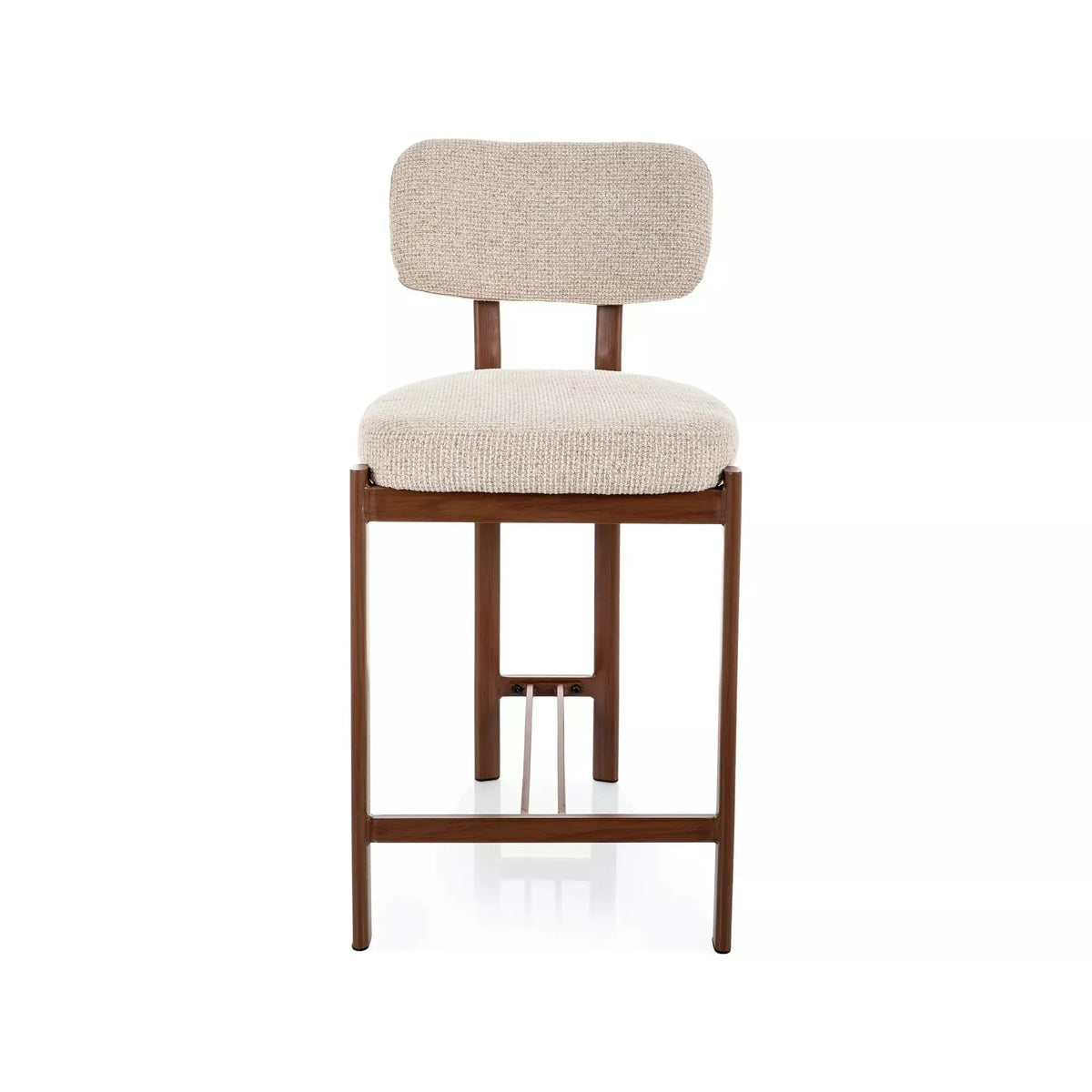 Scaun bar MISAKI H-2, bej deschis/nuc, stofă/metal, 45x44x92 cm