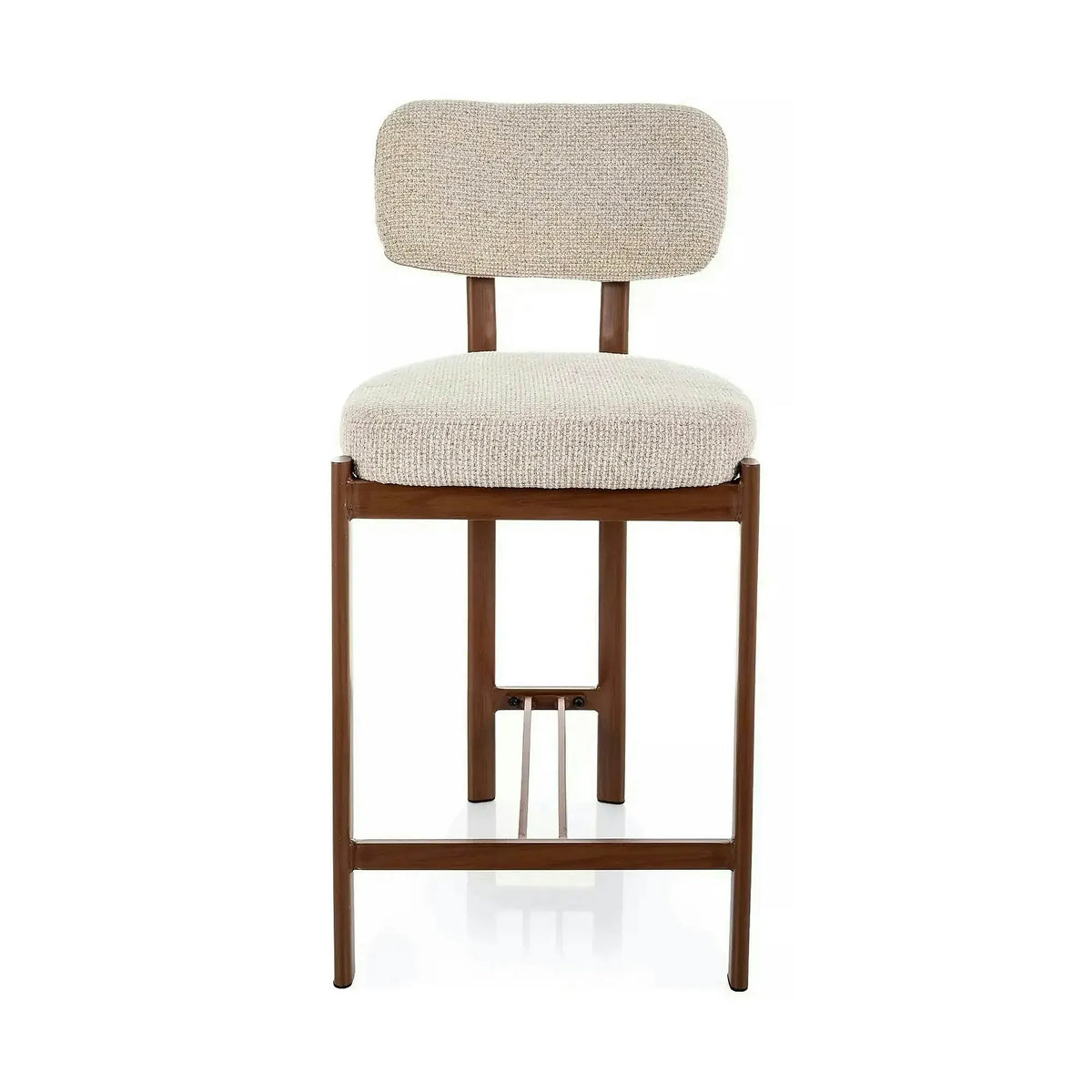 Scaun bar MISAKI H-2, bej deschis/nuc, stofă/metal, 45x44x92 cm