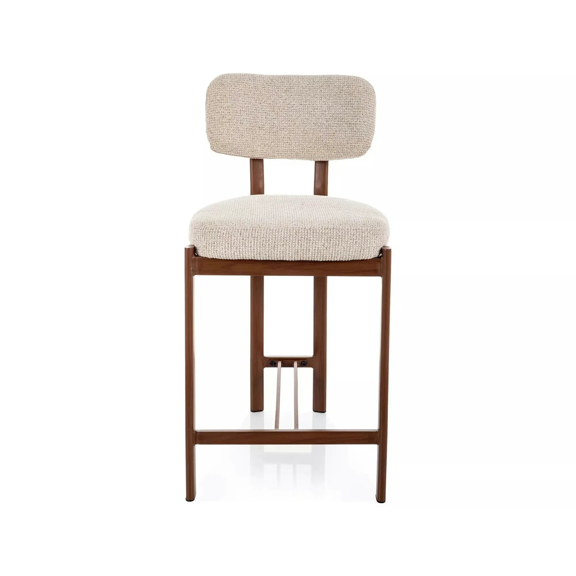 Scaun bar MISAKI H-2, bej deschis/nuc, stofă/metal, 45x44x92 cm