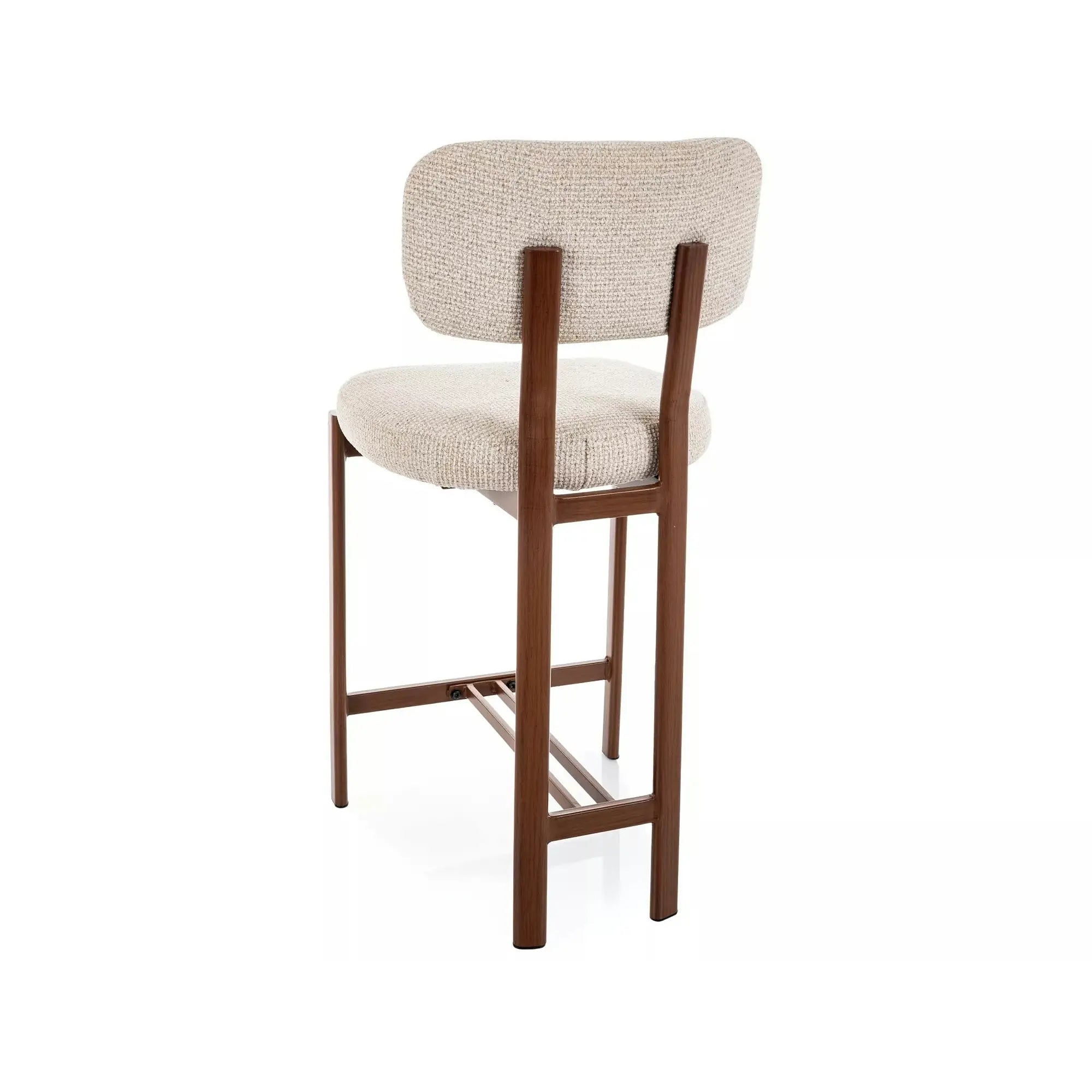 Scaun bar MISAKI H-2, bej deschis/nuc, stofă/metal, 45x44x92 cm