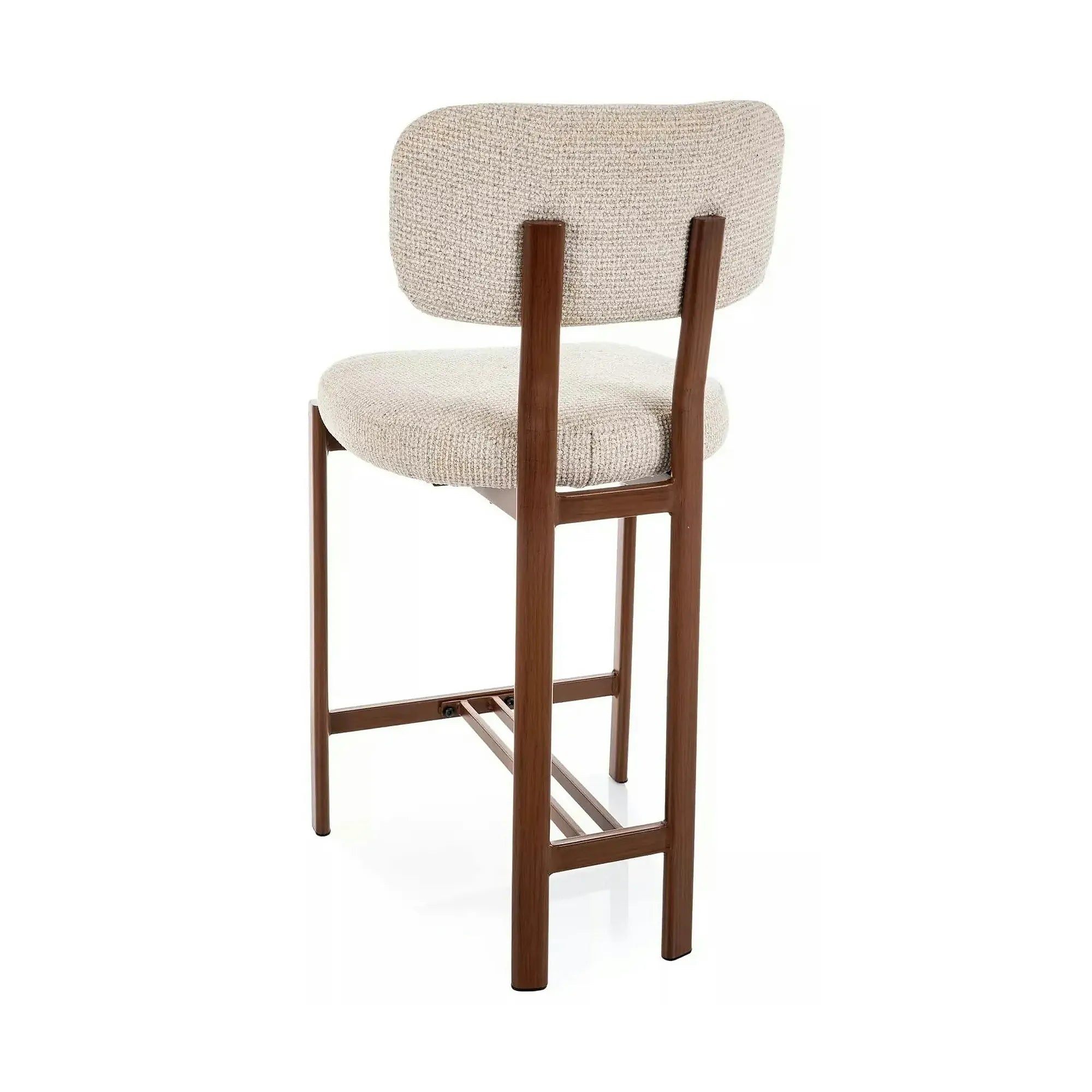 Scaun bar MISAKI H-2, bej deschis/nuc, stofă/metal, 45x44x92 cm