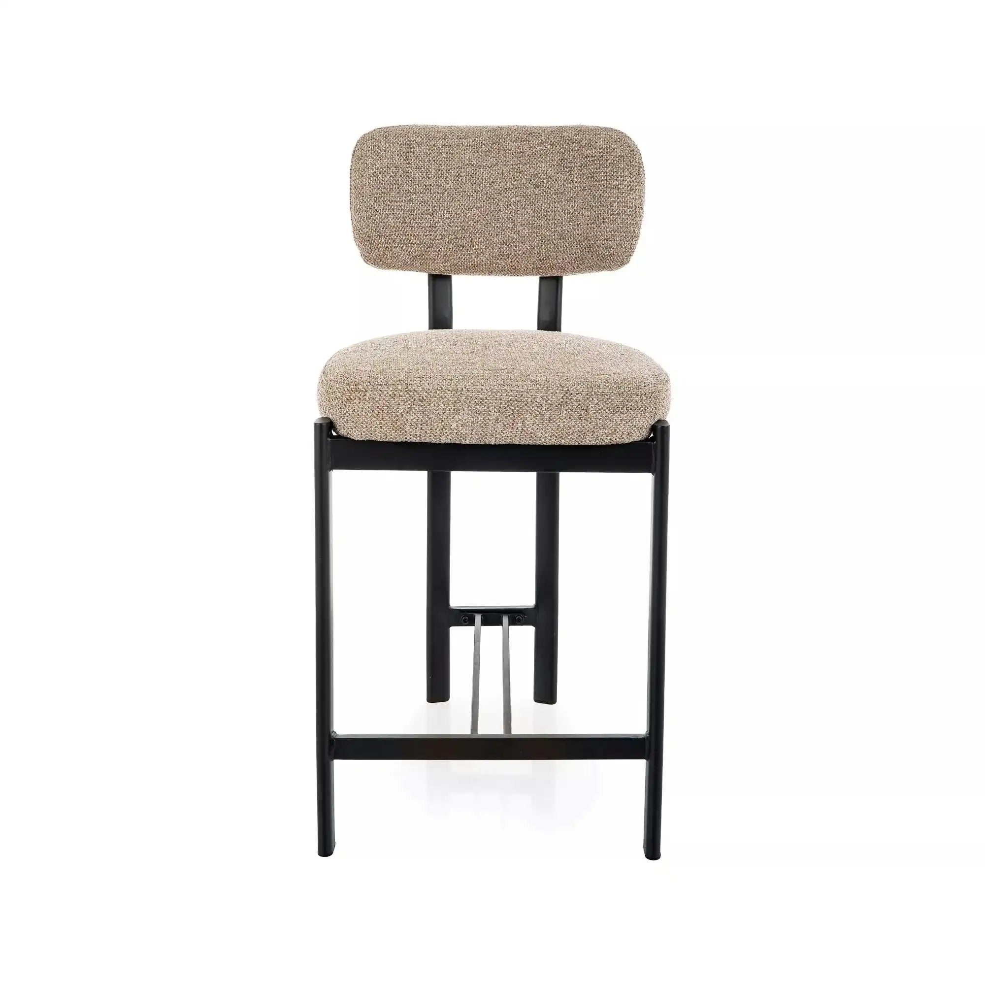 Scaun bar MISAKI H-2, bej/negru, stofă/metal, 45x44x92 cm