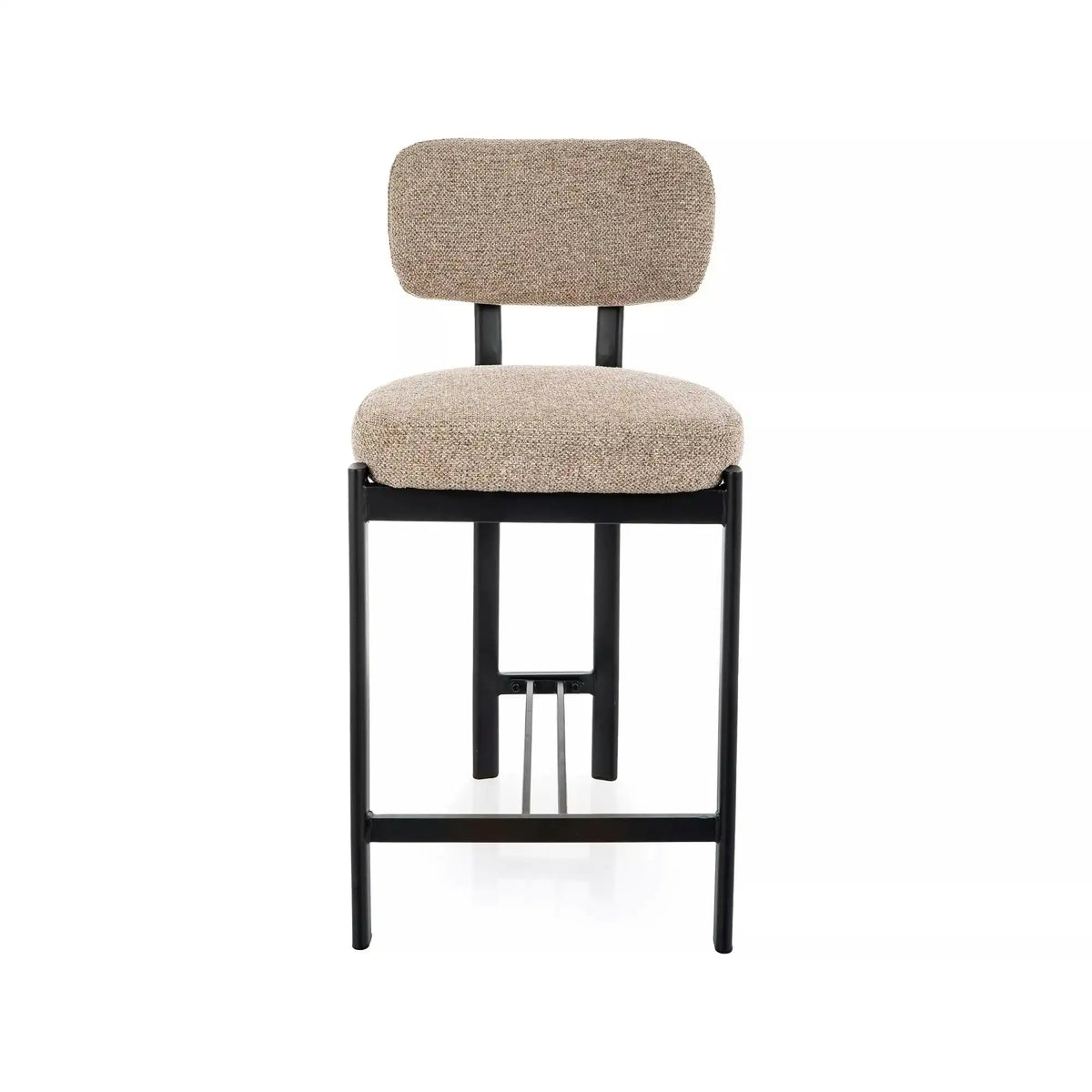 Scaun bar MISAKI H-2, bej/negru, stofă/metal, 45x44x92 cm